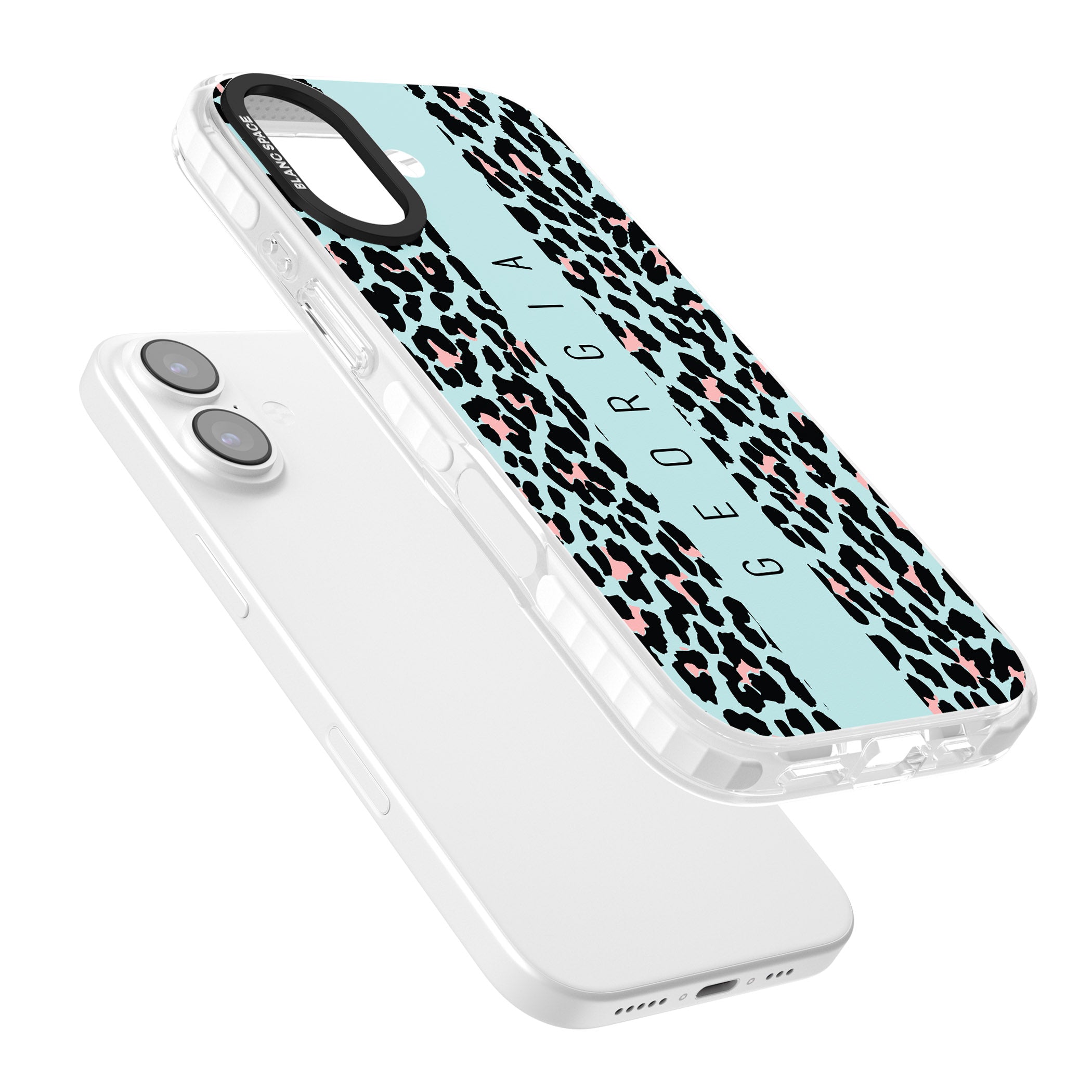 Personalised Blue Leopard iPhone 17 Impact Pro Clear Phone Case Colours
