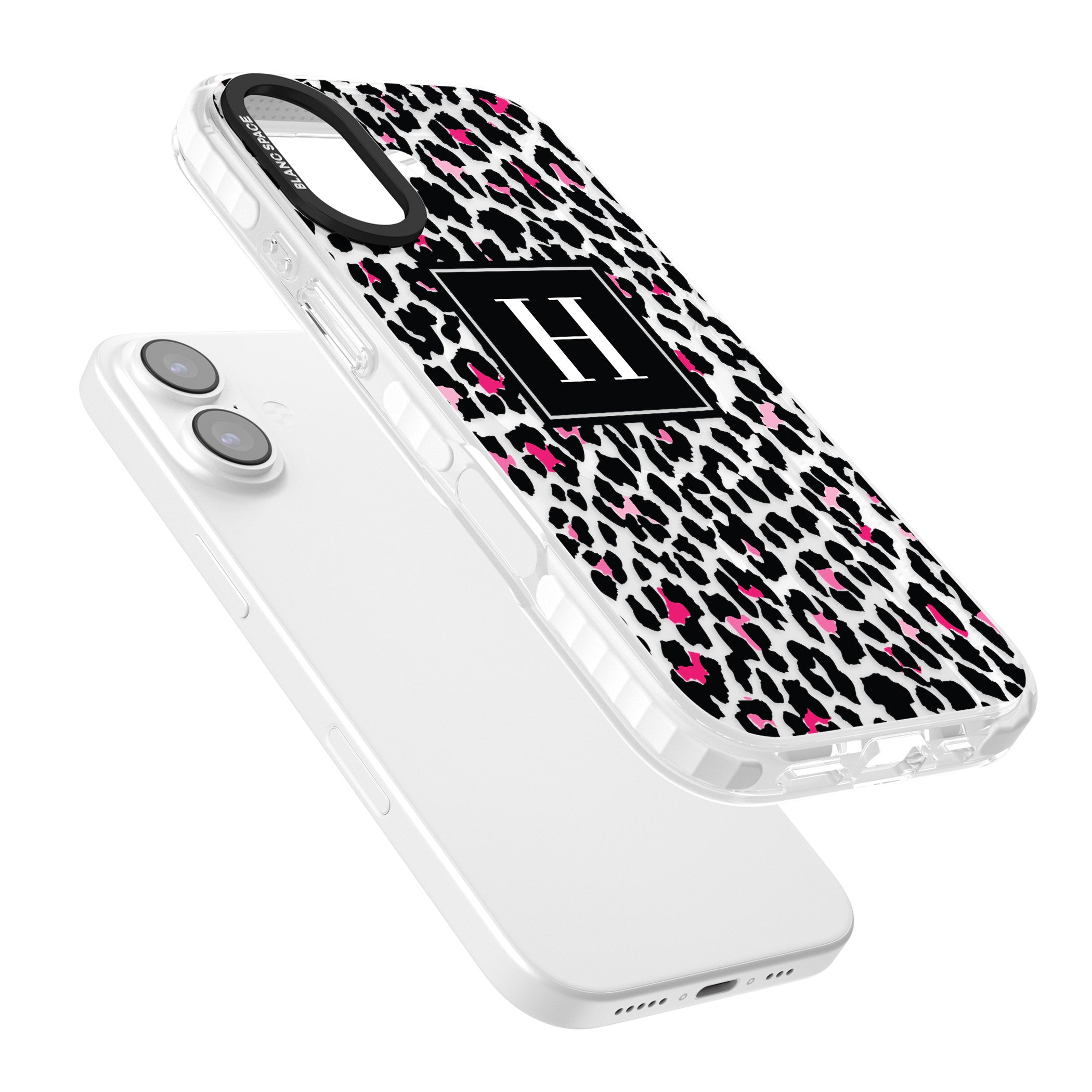 Personalised Clear Pink Leopard Monogram iPhone 17 Impact Pro Clear Phone Case Colours