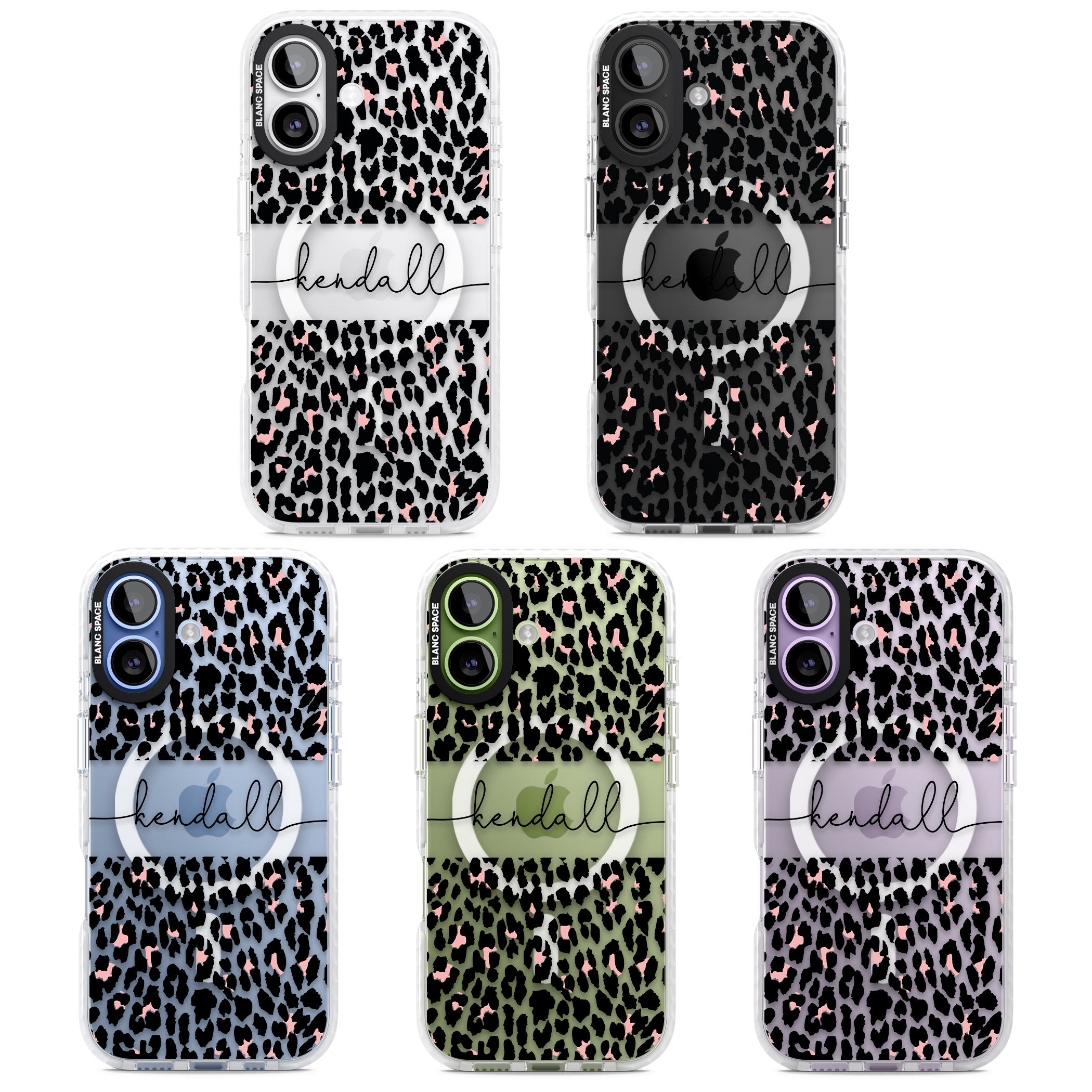 Personalised Cursive Leopard Spots iPhone 17 Impact Pro Clear Phone Case APT Impact Protection