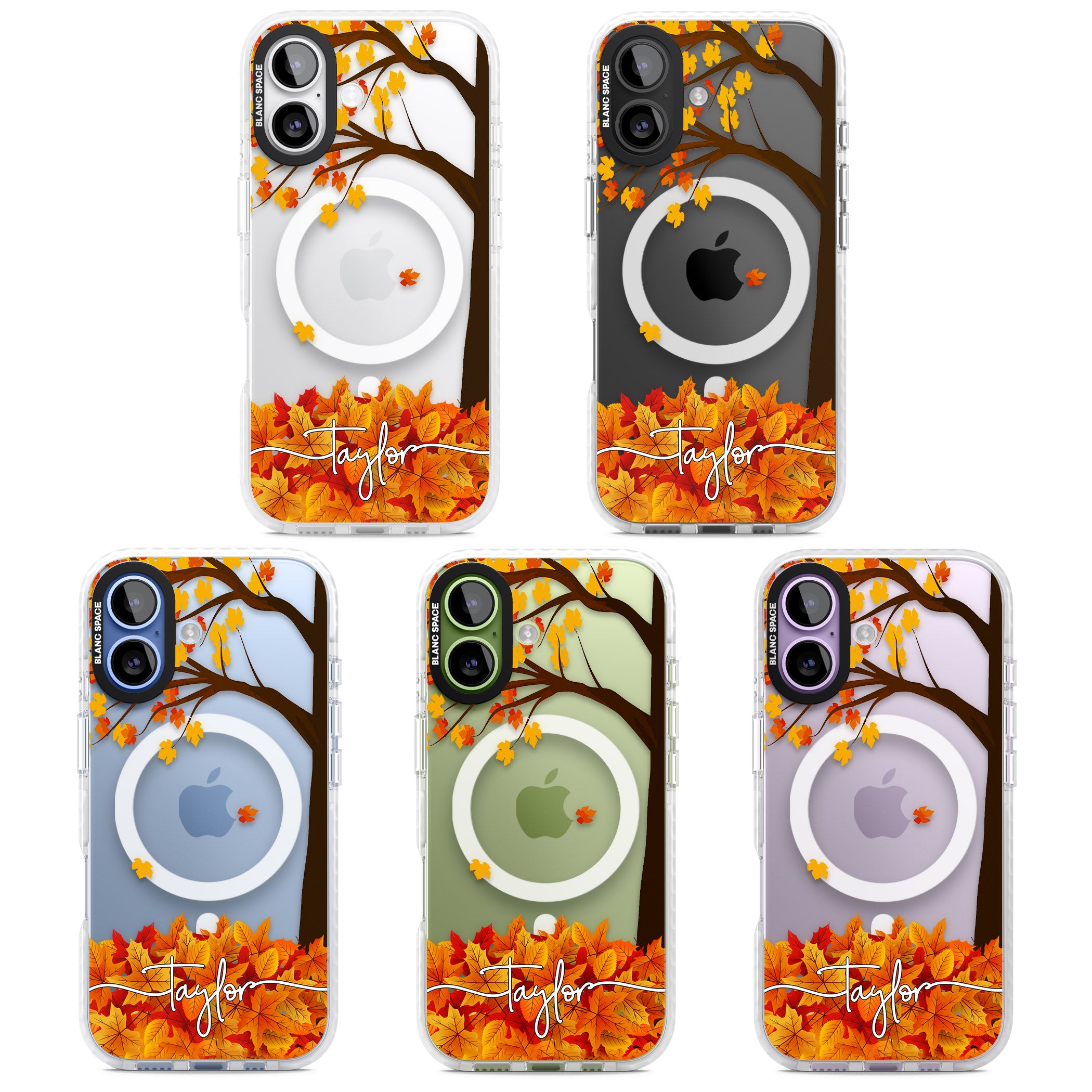 Personalised Autumn Leaves iPhone 17 Impact Pro Clear Phone Case APT Impact Protection