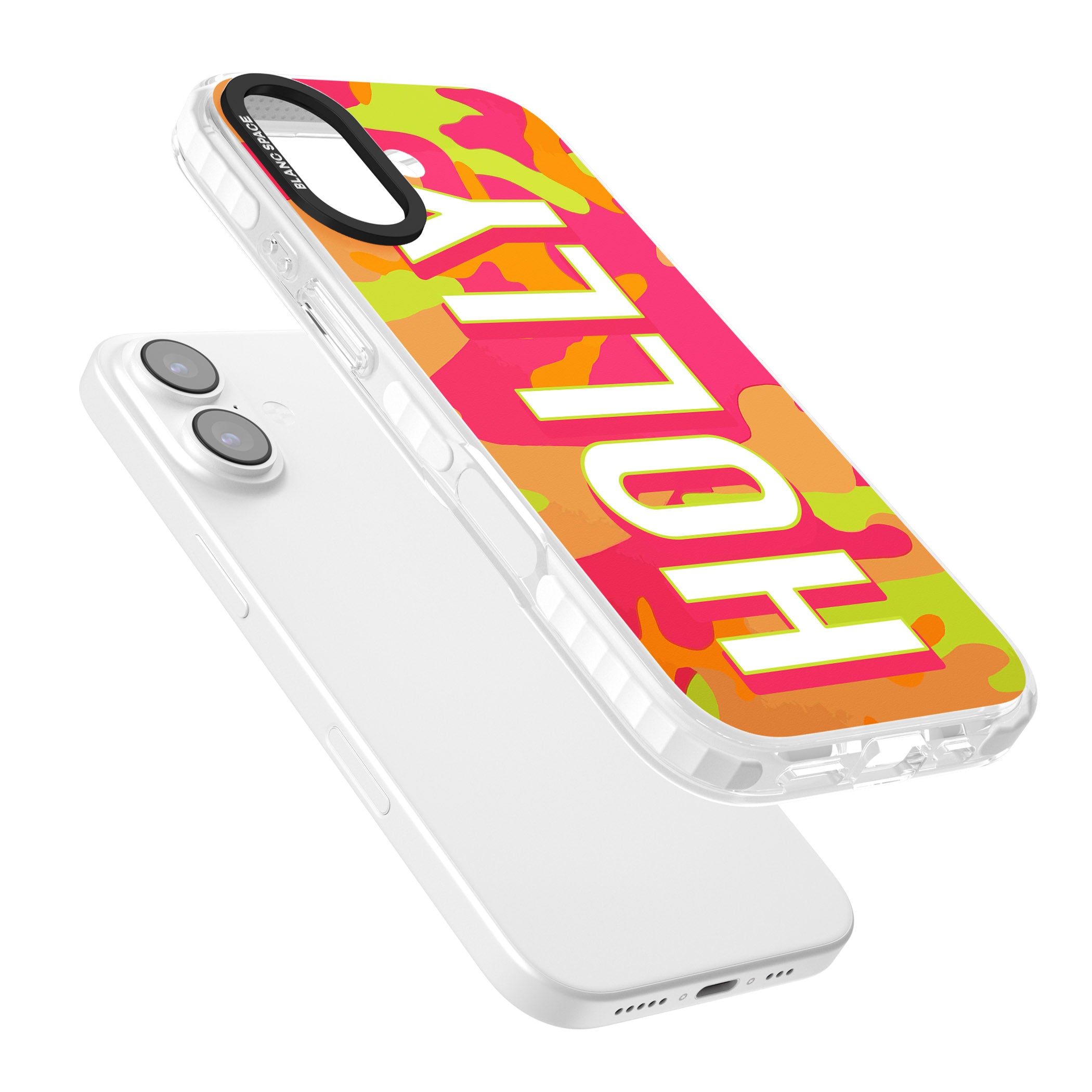 Personalised Bold Neon Camo iPhone 17 Impact Pro Clear Phone Case Colours