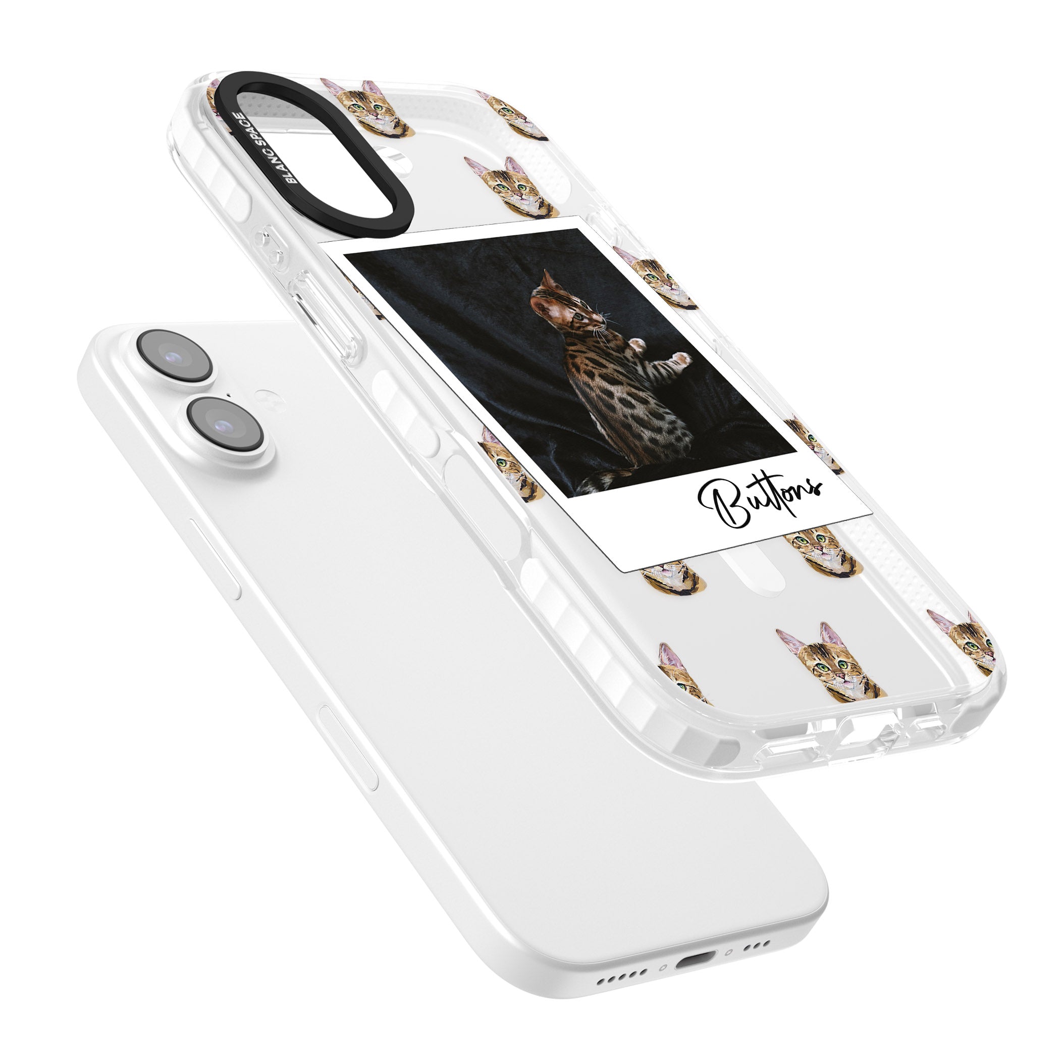 Personalised Bengal Cat Photo iPhone 17 Impact Pro Clear Phone Case Colours
