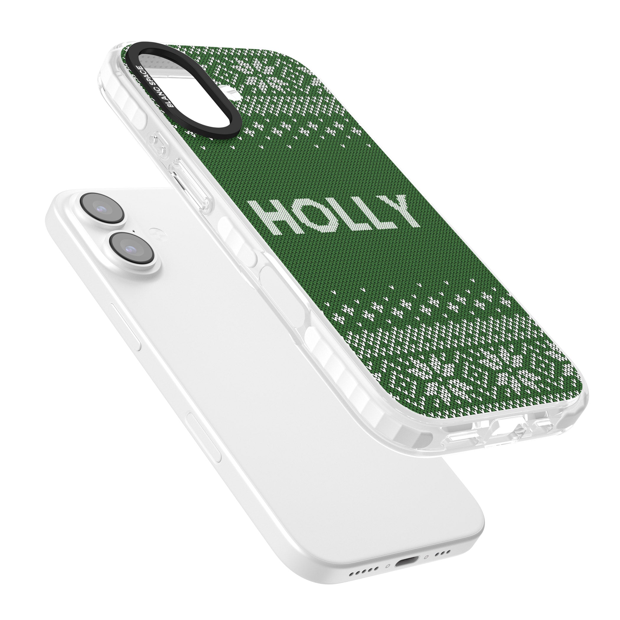 Personalised Green Christmas Knit iPhone 17 Impact Pro Clear Phone Case Colours
