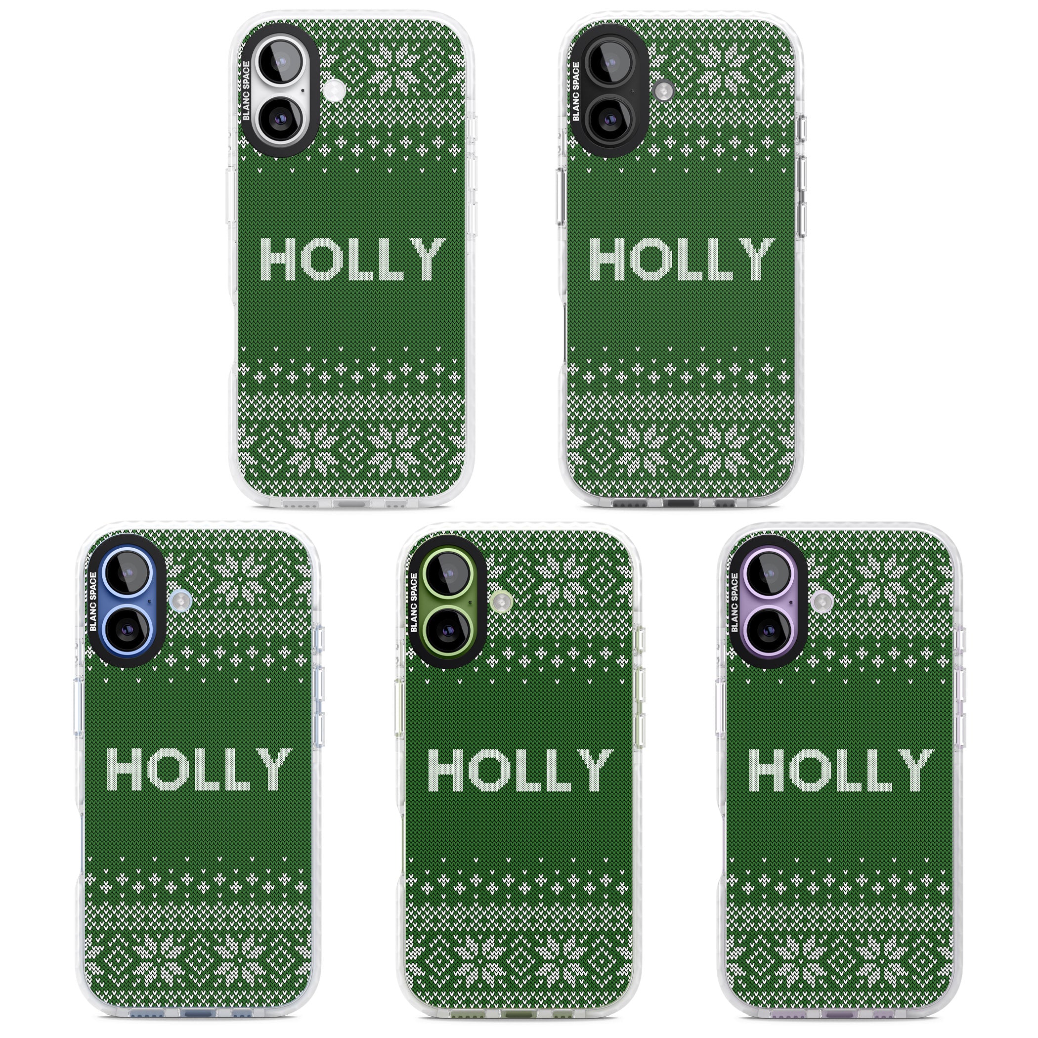 Personalised Green Christmas Knit iPhone 17 Impact Pro Clear Phone Case APT Impact Protection