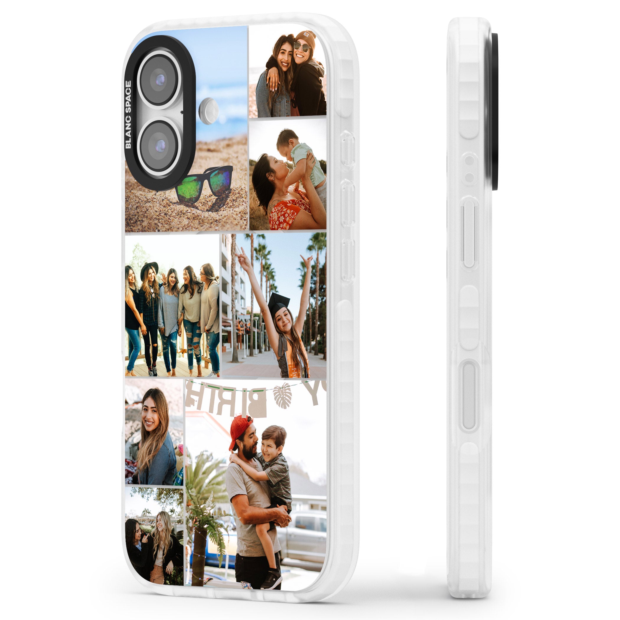 Personalised Photo Grid iPhone 17 Impact Pro Clear Phone Case Side Profile