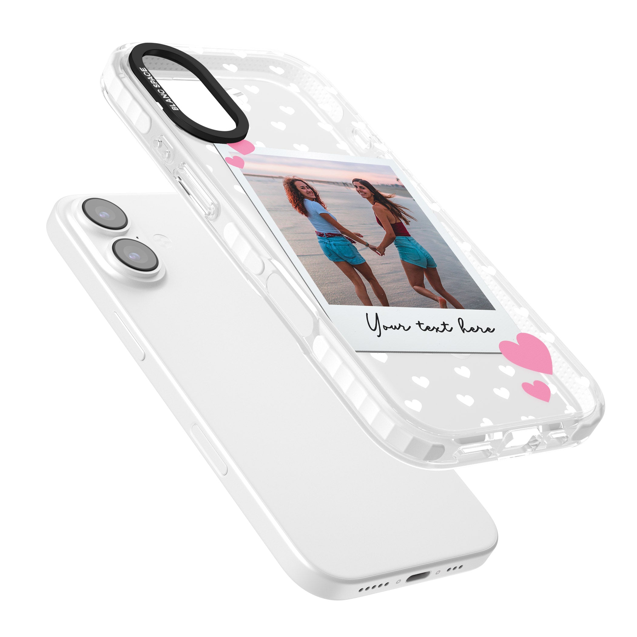 Personalised Hearts Instant Camera Photo iPhone 17 Impact Pro Clear Phone Case Colours