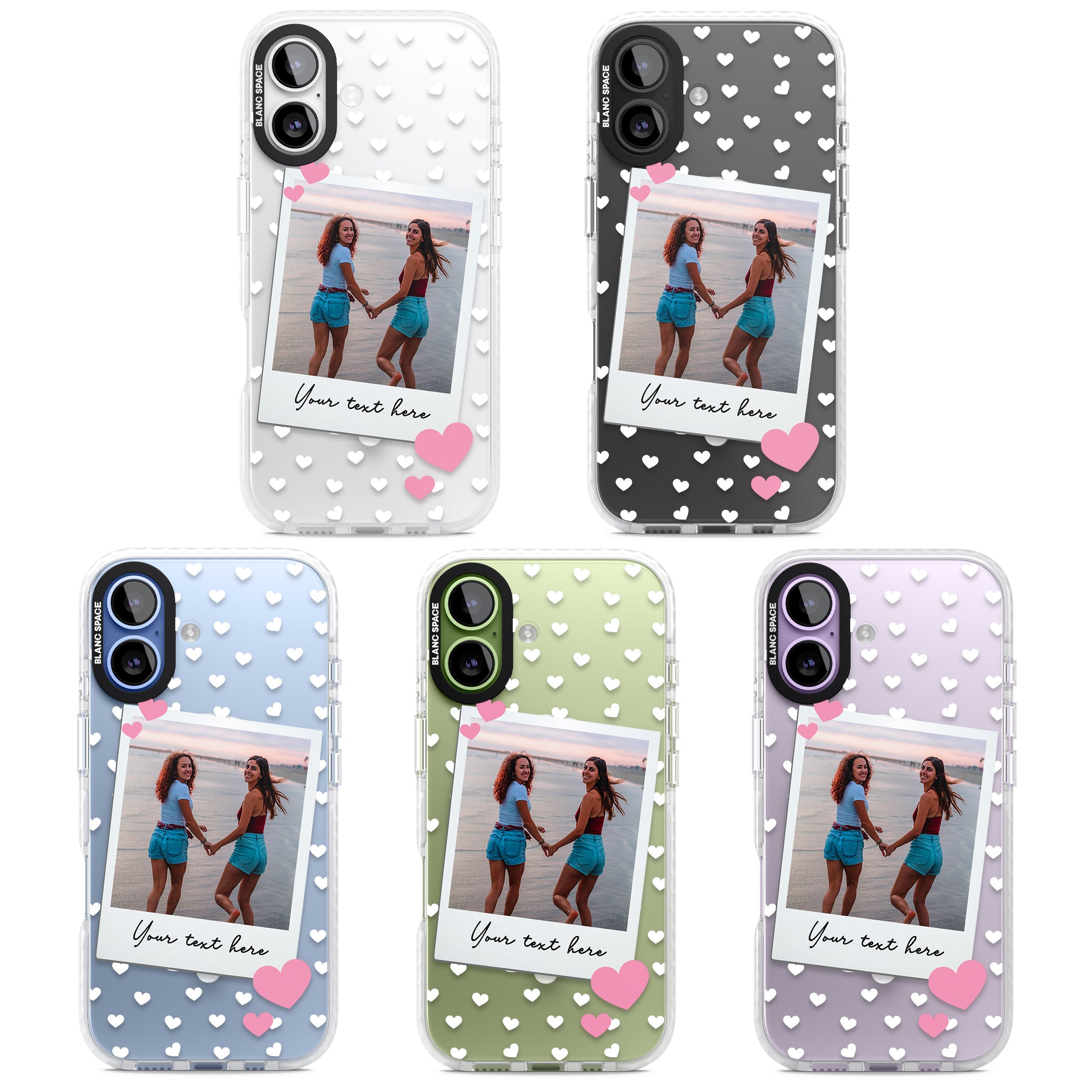 Personalised Hearts Instant Camera Photo iPhone 17 Impact Pro Clear Phone Case APT Impact Protection