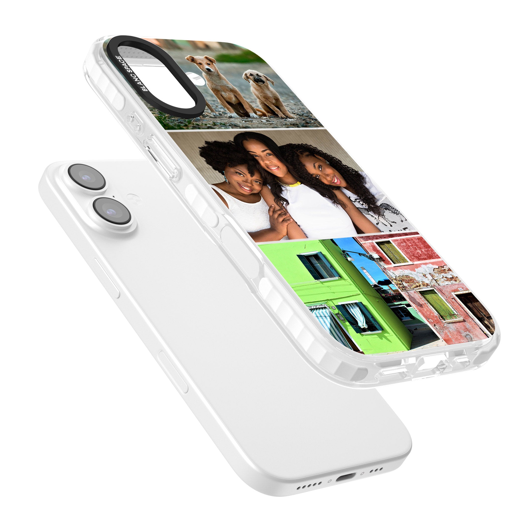 Personalised 3 Photo Grid iPhone 17 Impact Pro Clear Phone Case Colours