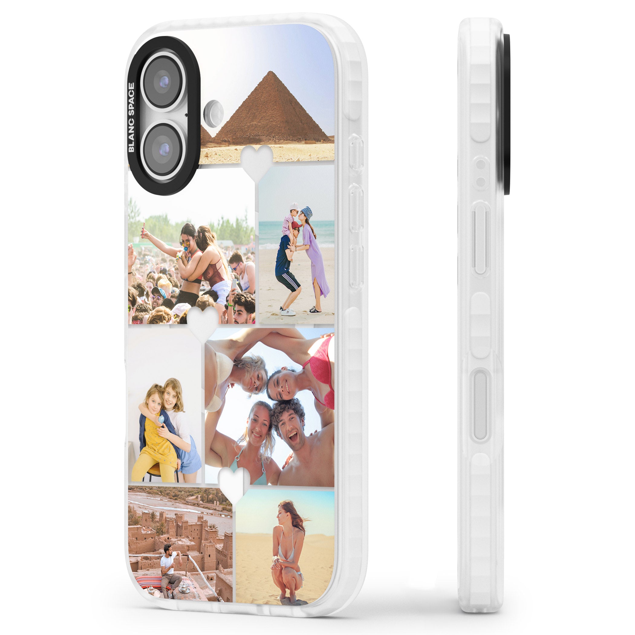 Personalised Heart Photo Grid iPhone 17 Impact Pro Clear Phone Case Side Profile