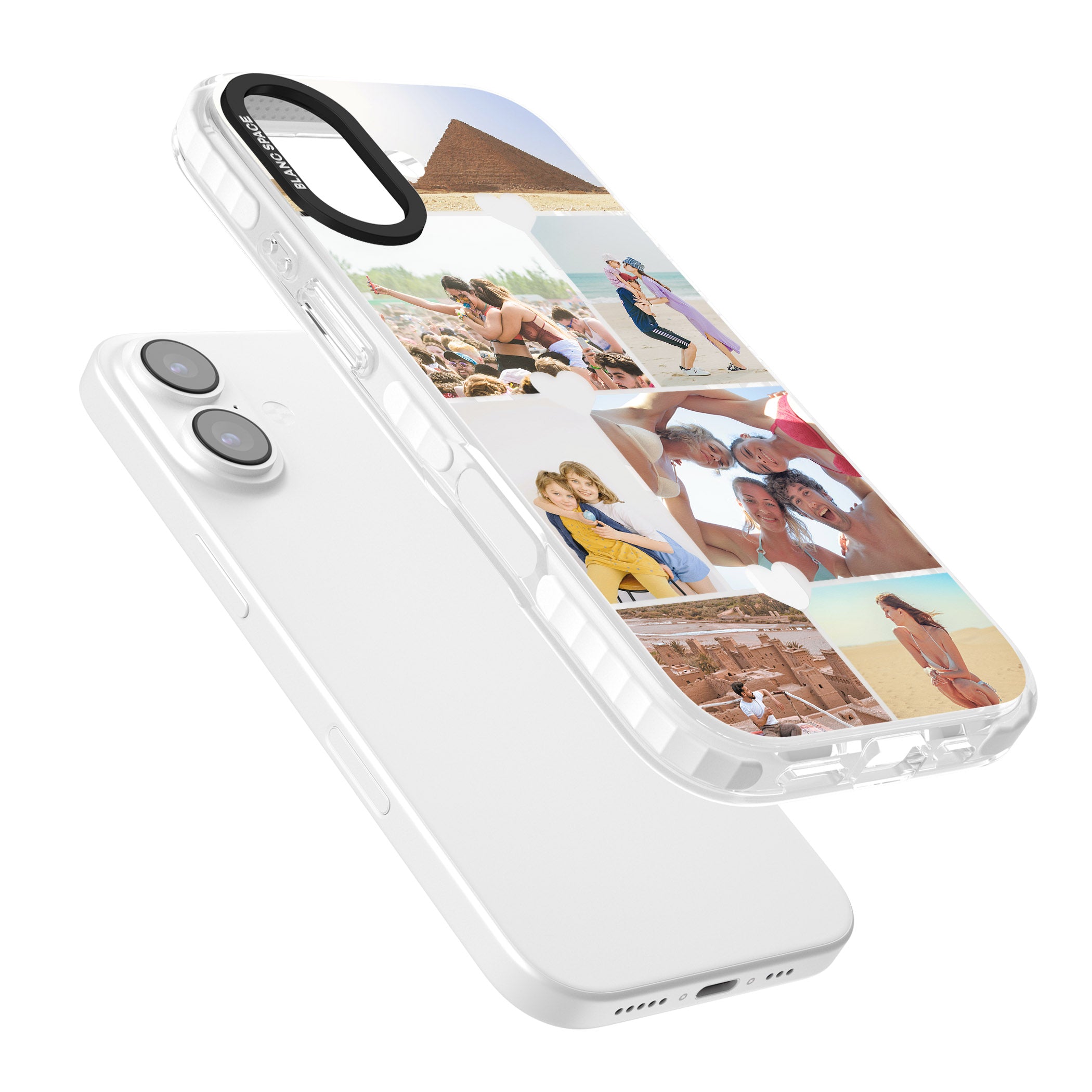 Personalised Heart Photo Grid iPhone 17 Impact Pro Clear Phone Case Colours