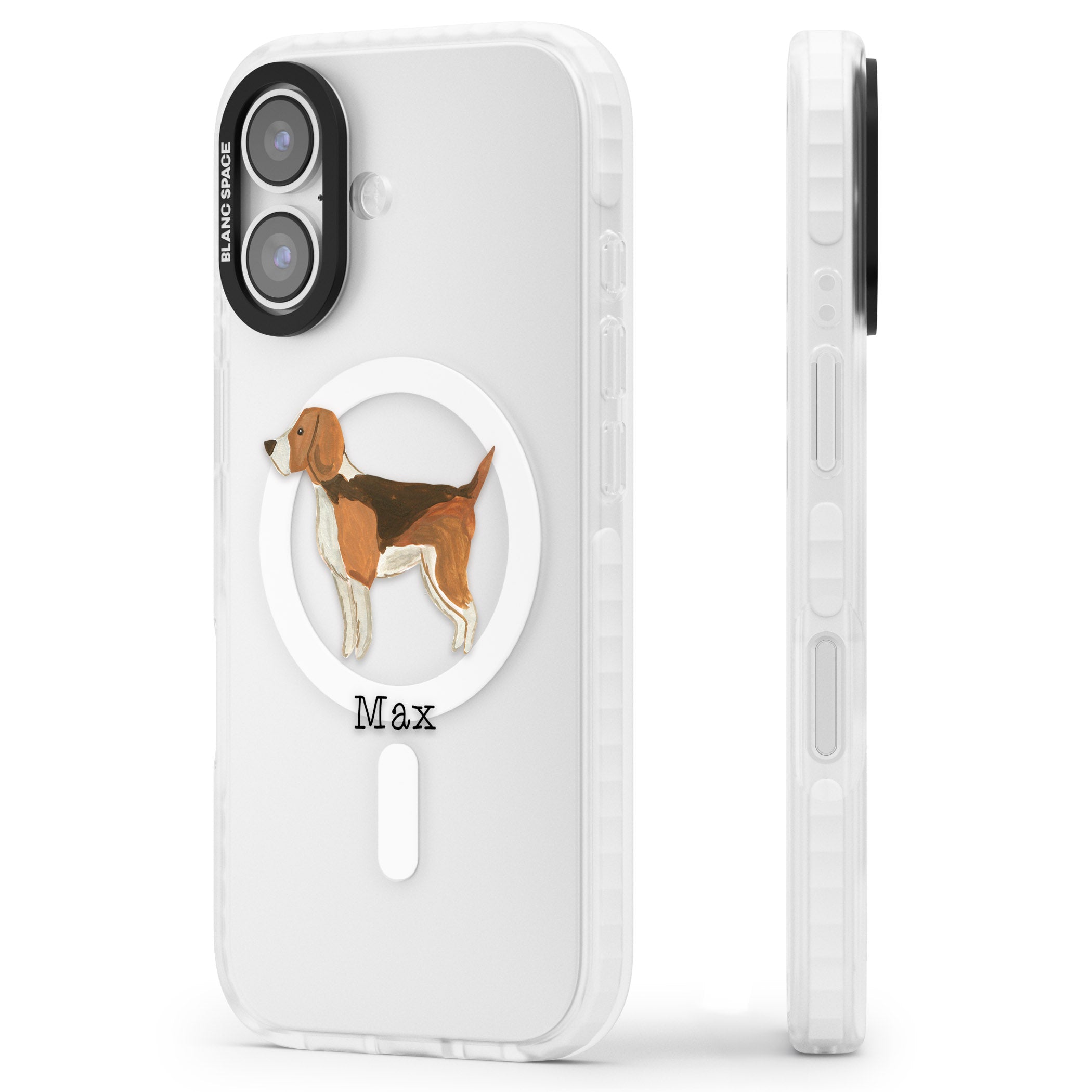 Personalised Beagle iPhone 17 Impact Pro Clear Phone Case Side Profile