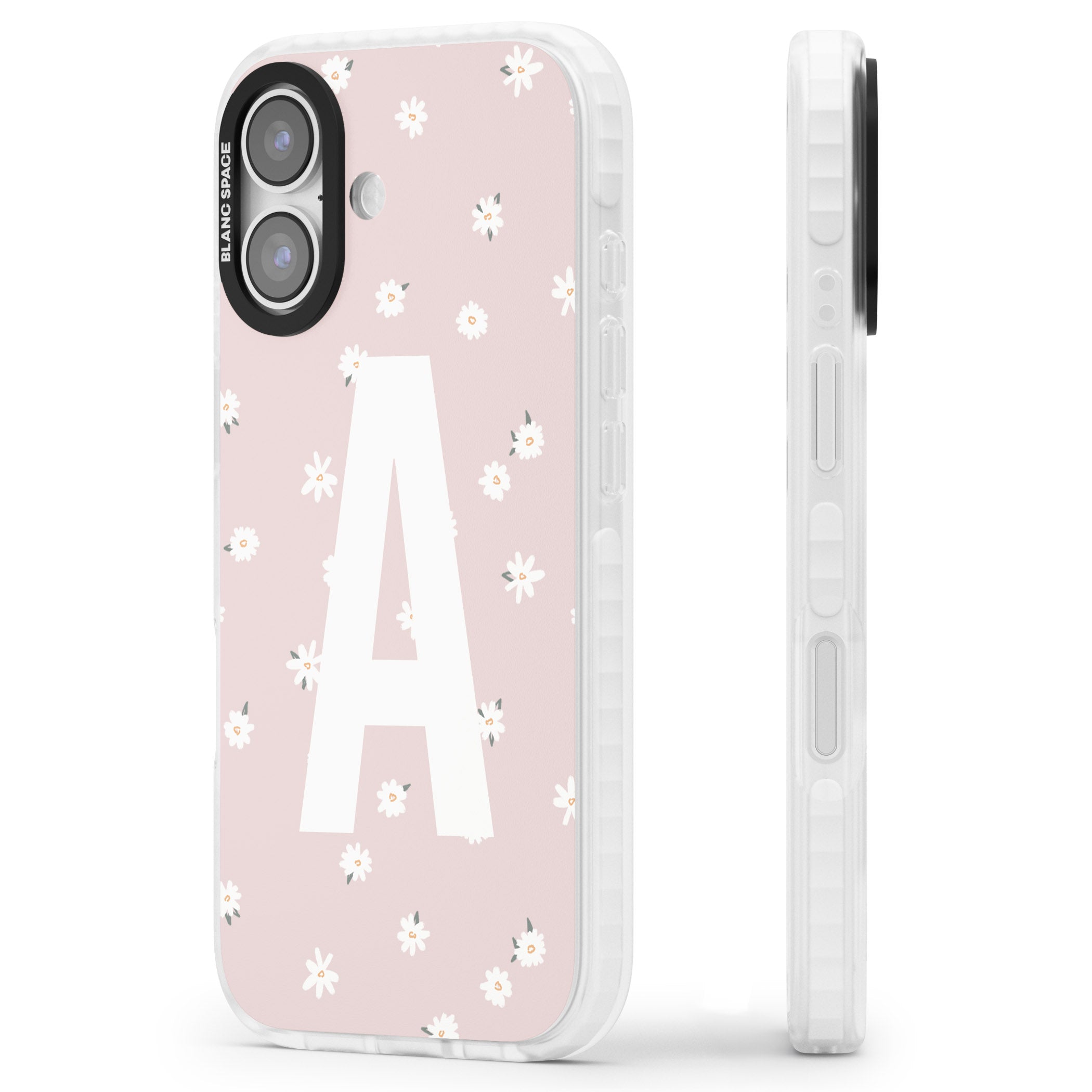 Personalised Pink Daisy Initial iPhone 17 Impact Pro Clear Phone Case Side Profile