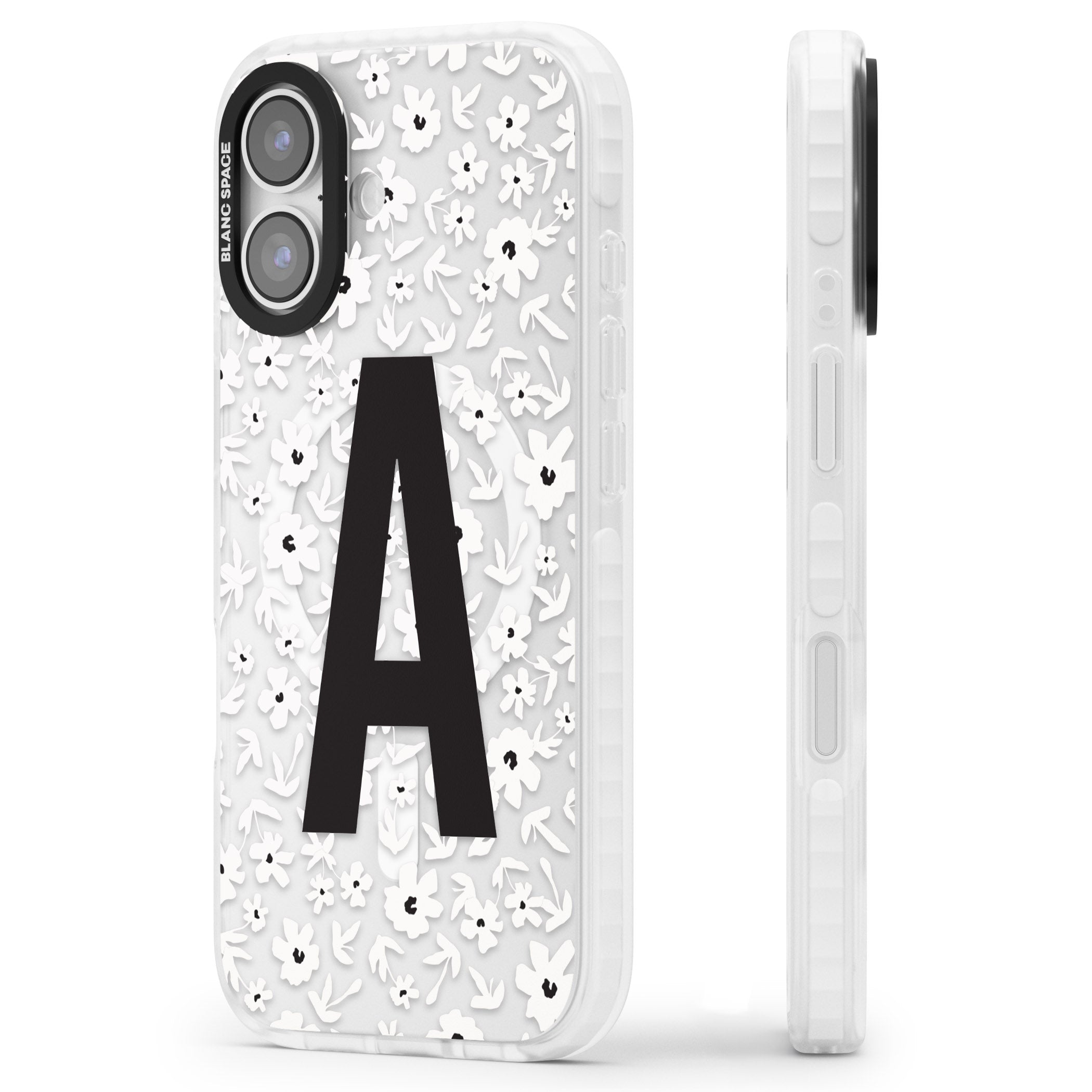 Personalised Bold Initial Floral iPhone 17 Impact Pro Clear Phone Case Side Profile