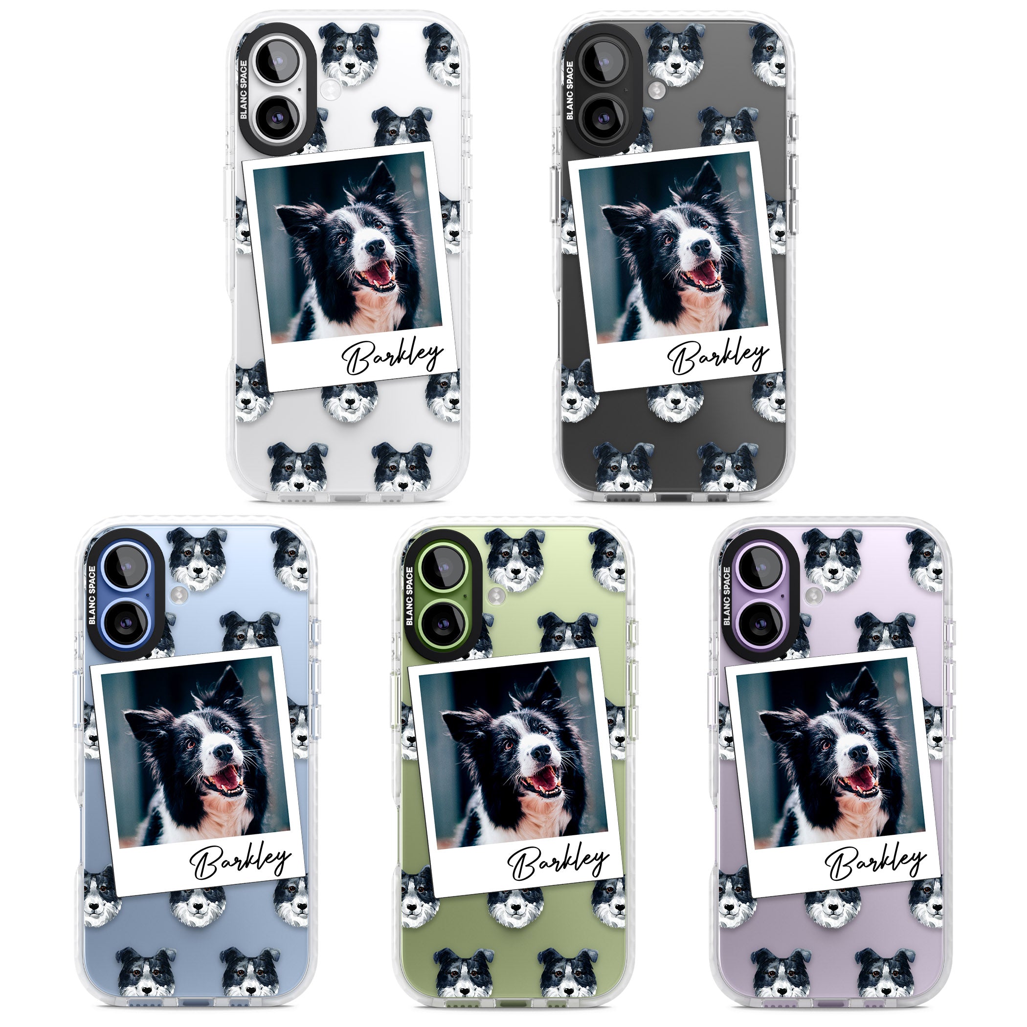 Personalised Border Collie Instant Camera Photo iPhone 17 Impact Pro Clear Phone Case APT Impact Protection