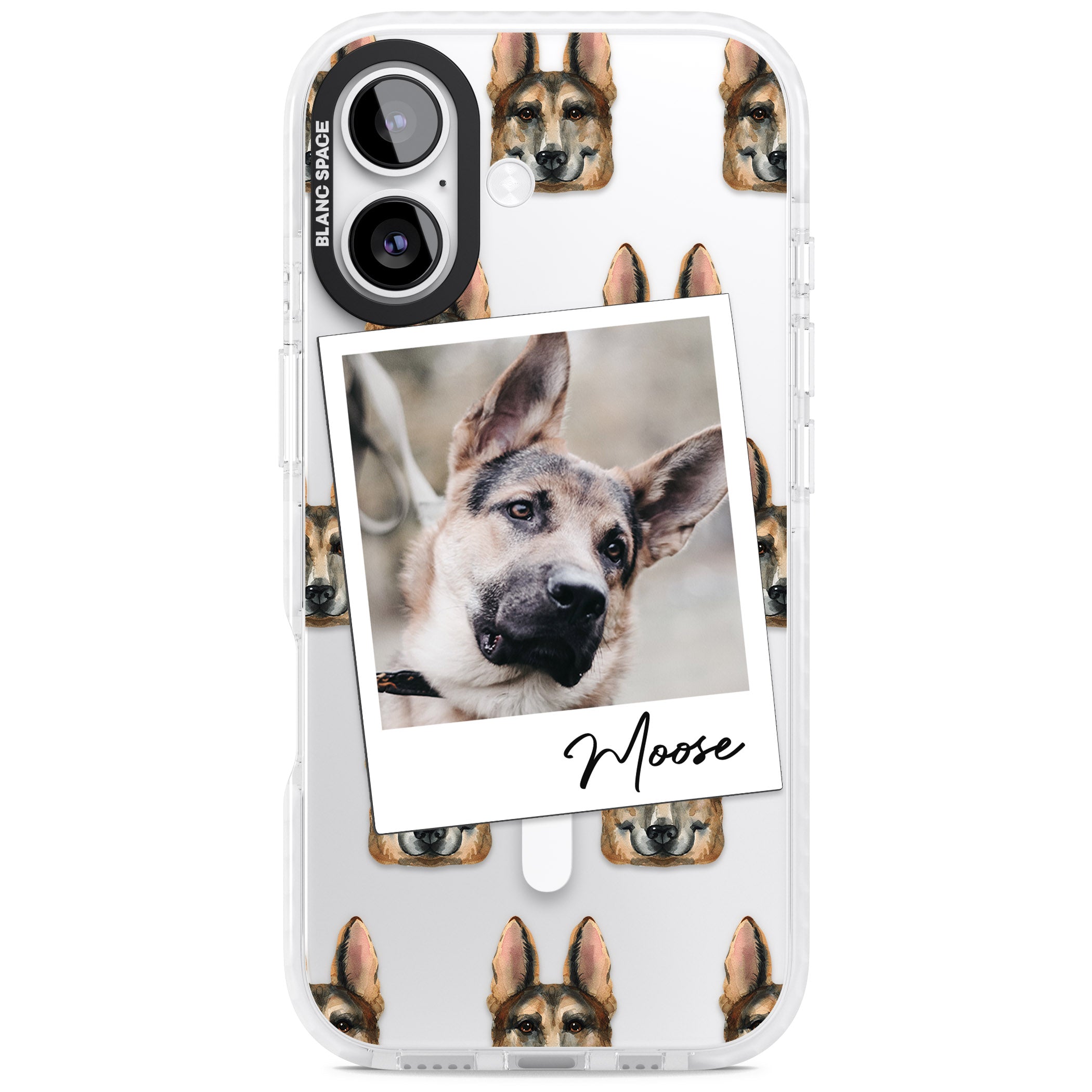 Personalised German Shepherd Instant Camera Photo iPhone 17 Impact Pro Clear Phone Case