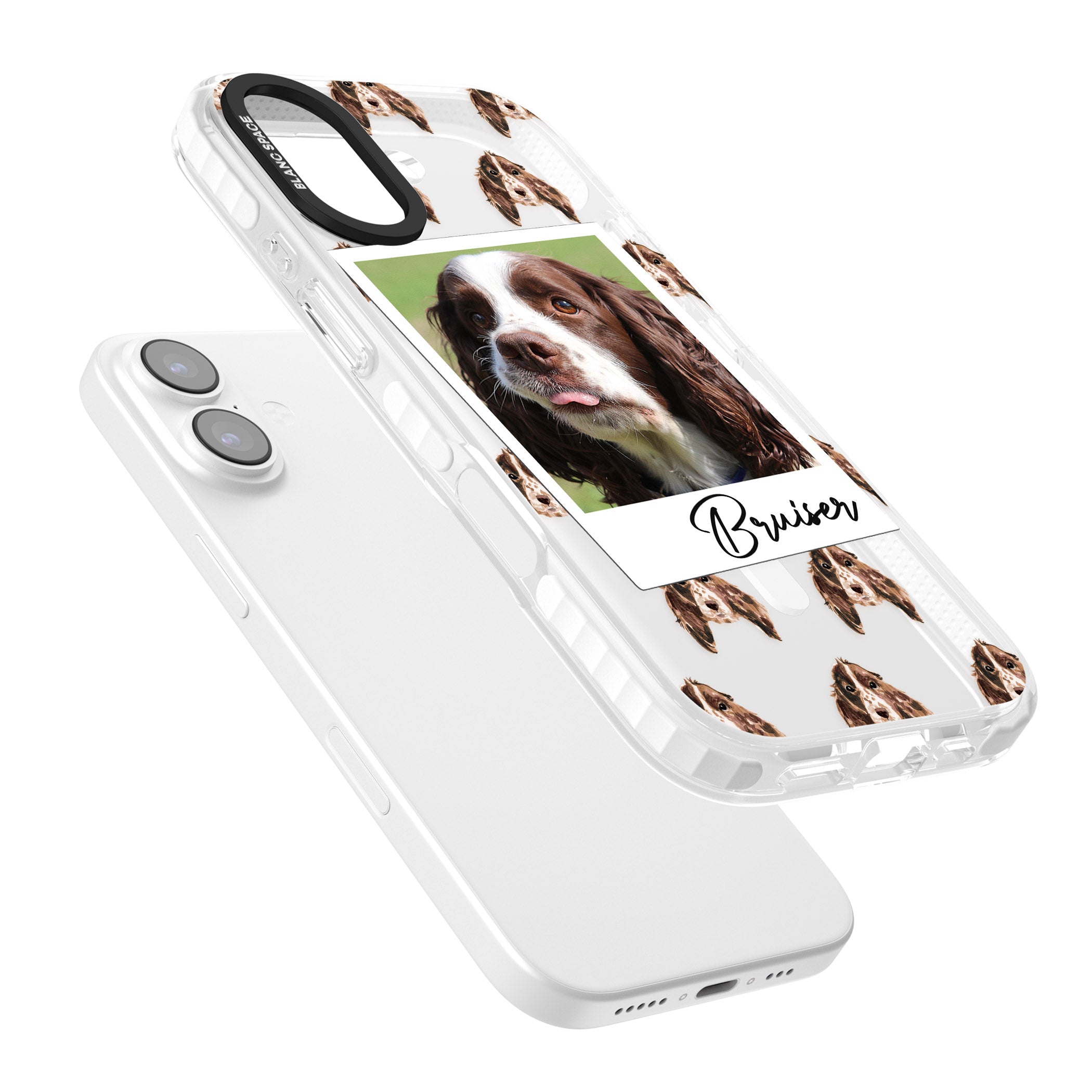 Personalised Springer Spaniel Instant Camera Photo iPhone 17 Impact Pro Clear Phone Case Colours