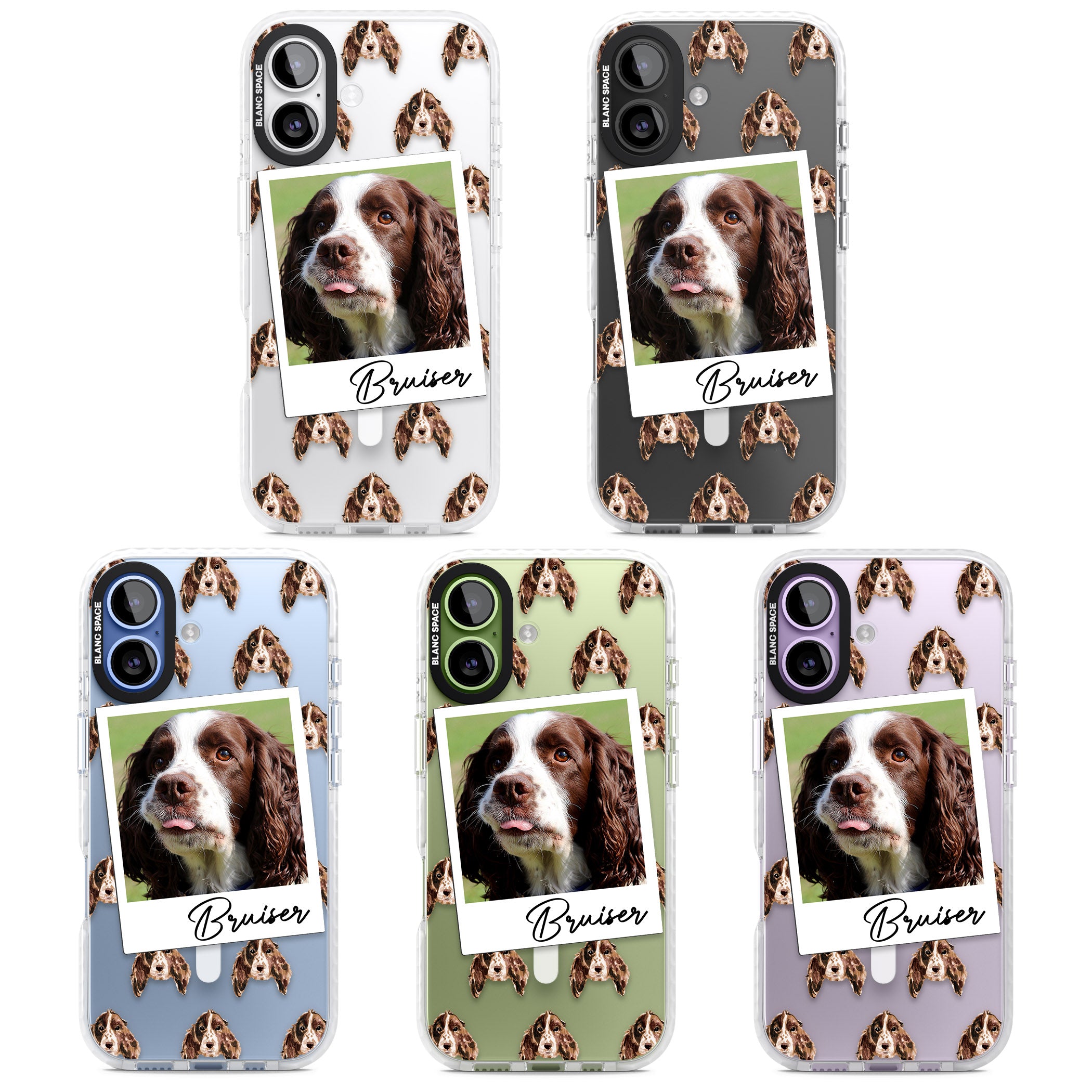 Personalised Springer Spaniel Instant Camera Photo iPhone 17 Impact Pro Clear Phone Case APT Impact Protection