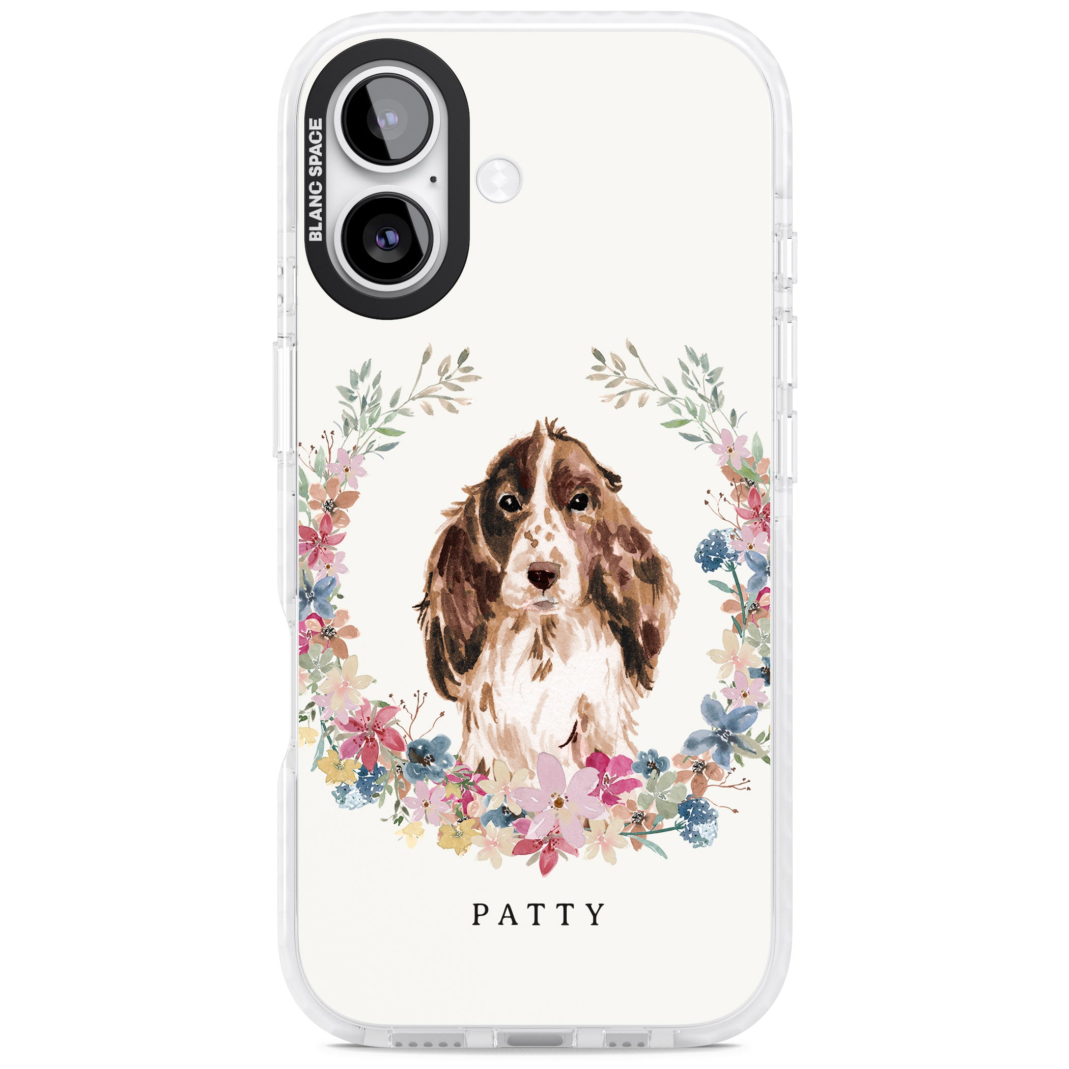 Personalised Cocker Spaniel Floral Portrait iPhone 17 Impact Pro Clear Phone Case