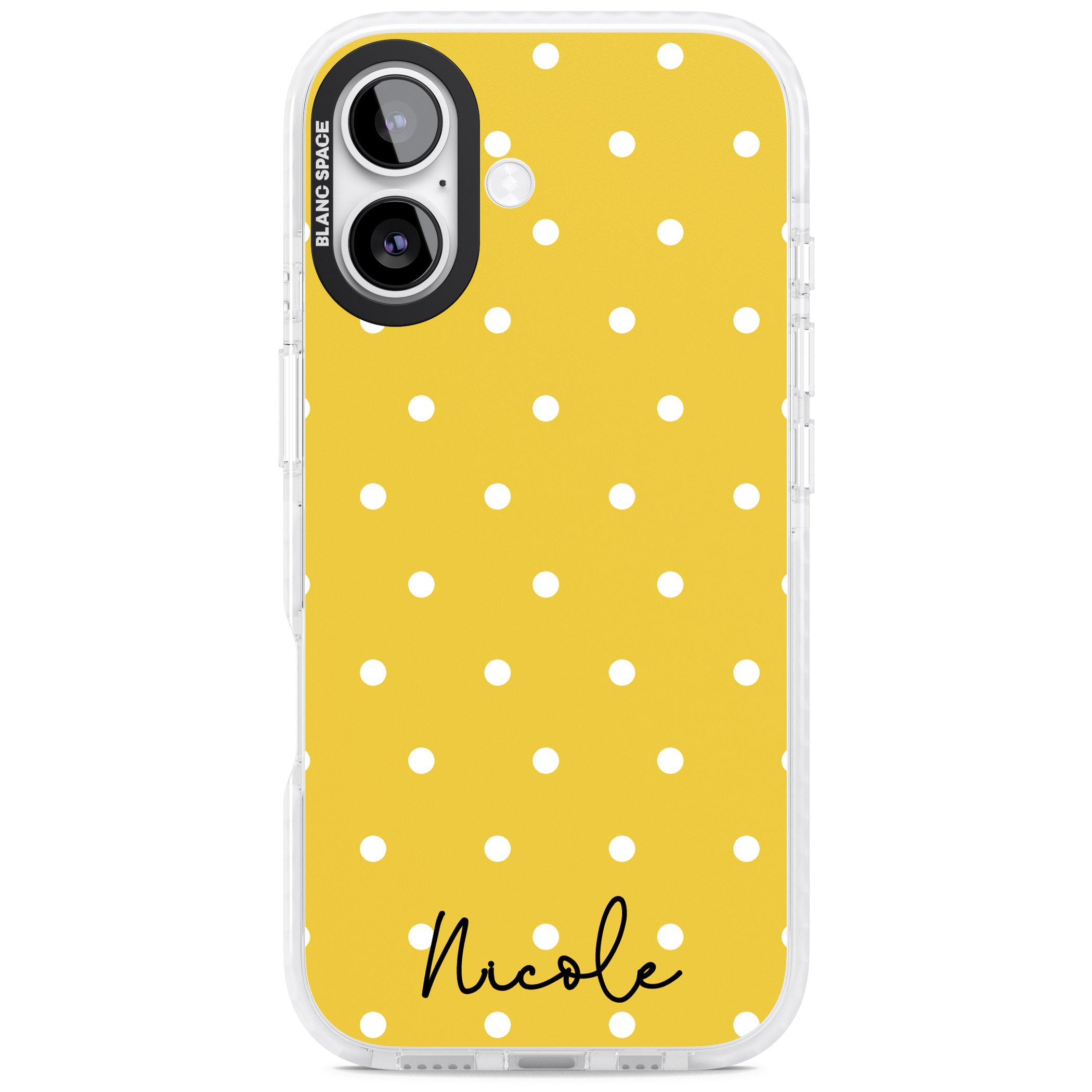 Personalised Yellow Polka Dot iPhone 17 Impact Pro Clear Phone Case