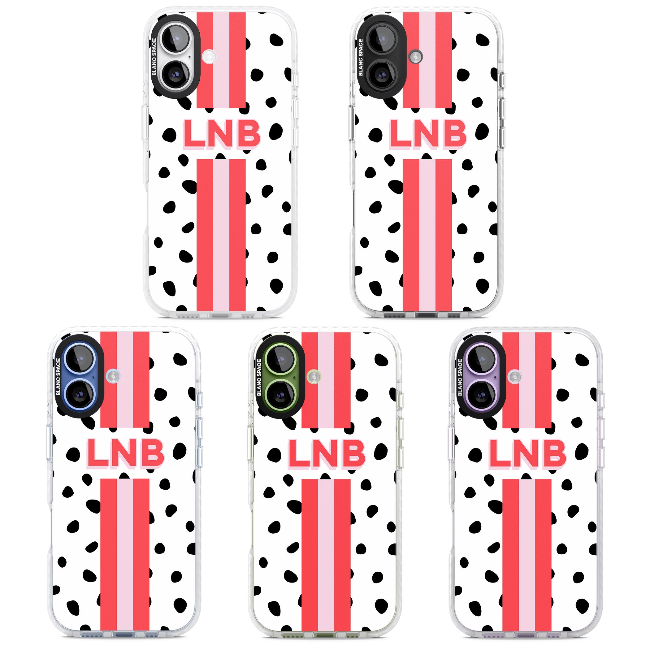 Personalised Polka & Pink Stripe iPhone 17 Impact Pro Clear Phone Case APT Impact Protection