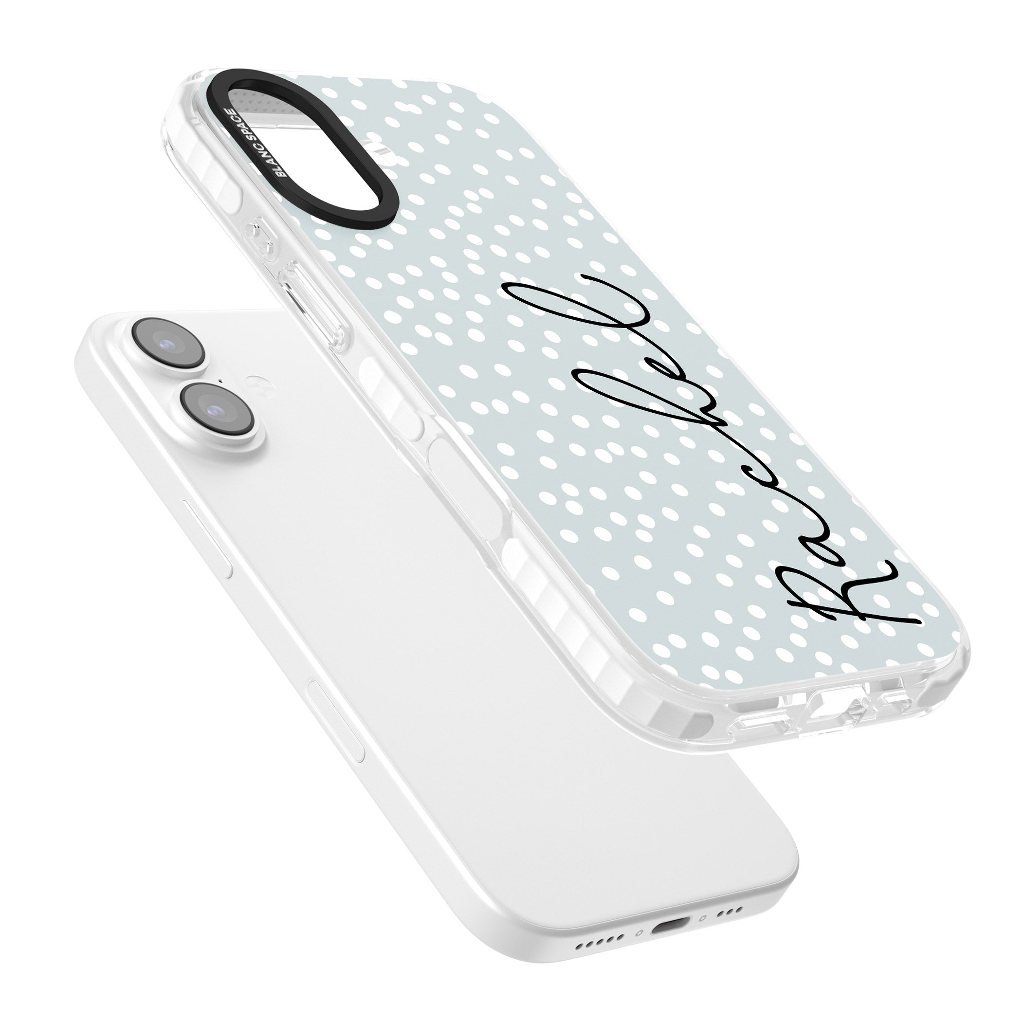 Personalised Vertical Cursive & Dots iPhone 17 Impact Pro Clear Phone Case Colours