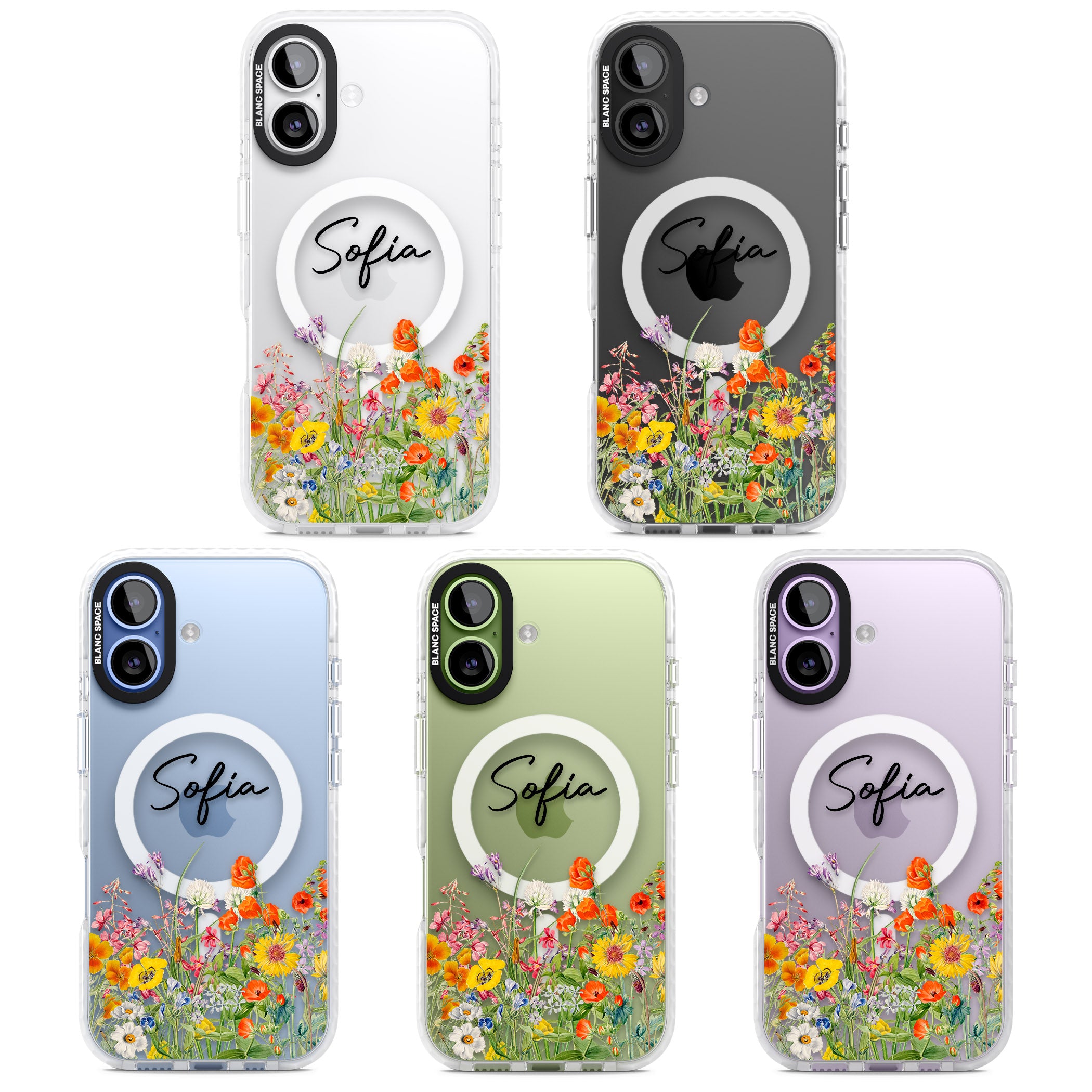 Personalised Summer Wildflowers iPhone 17 Impact Pro Clear Phone Case APT Impact Protection