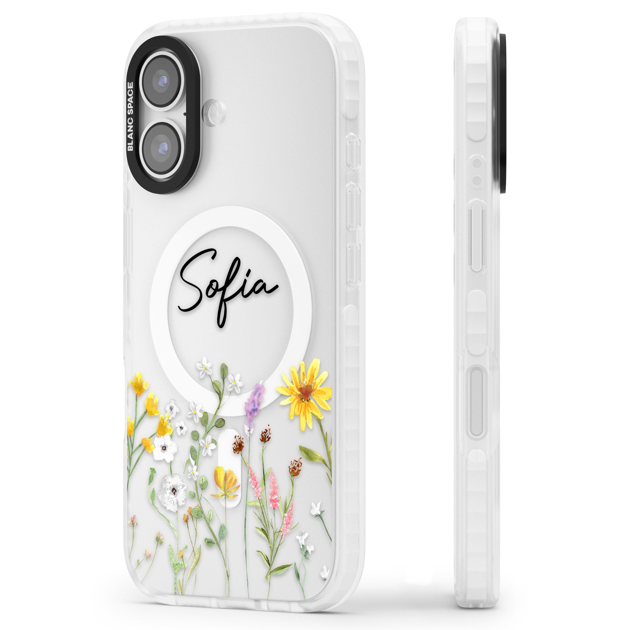 Personalised April Wildfowers iPhone 17 Impact Pro Clear Phone Case Side Profile