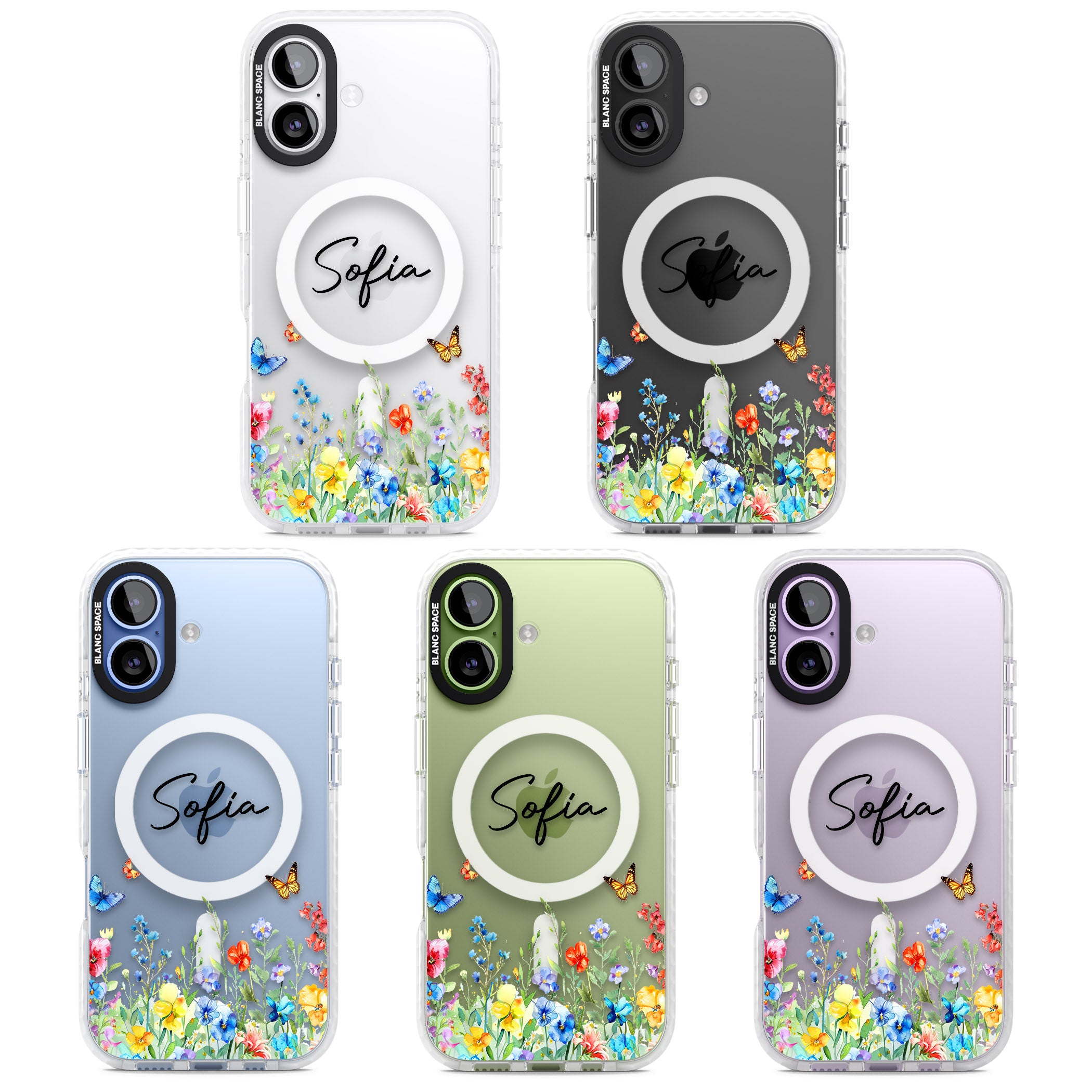 Personalised Buterflies Wildflowers iPhone 17 Impact Pro Clear Phone Case APT Impact Protection