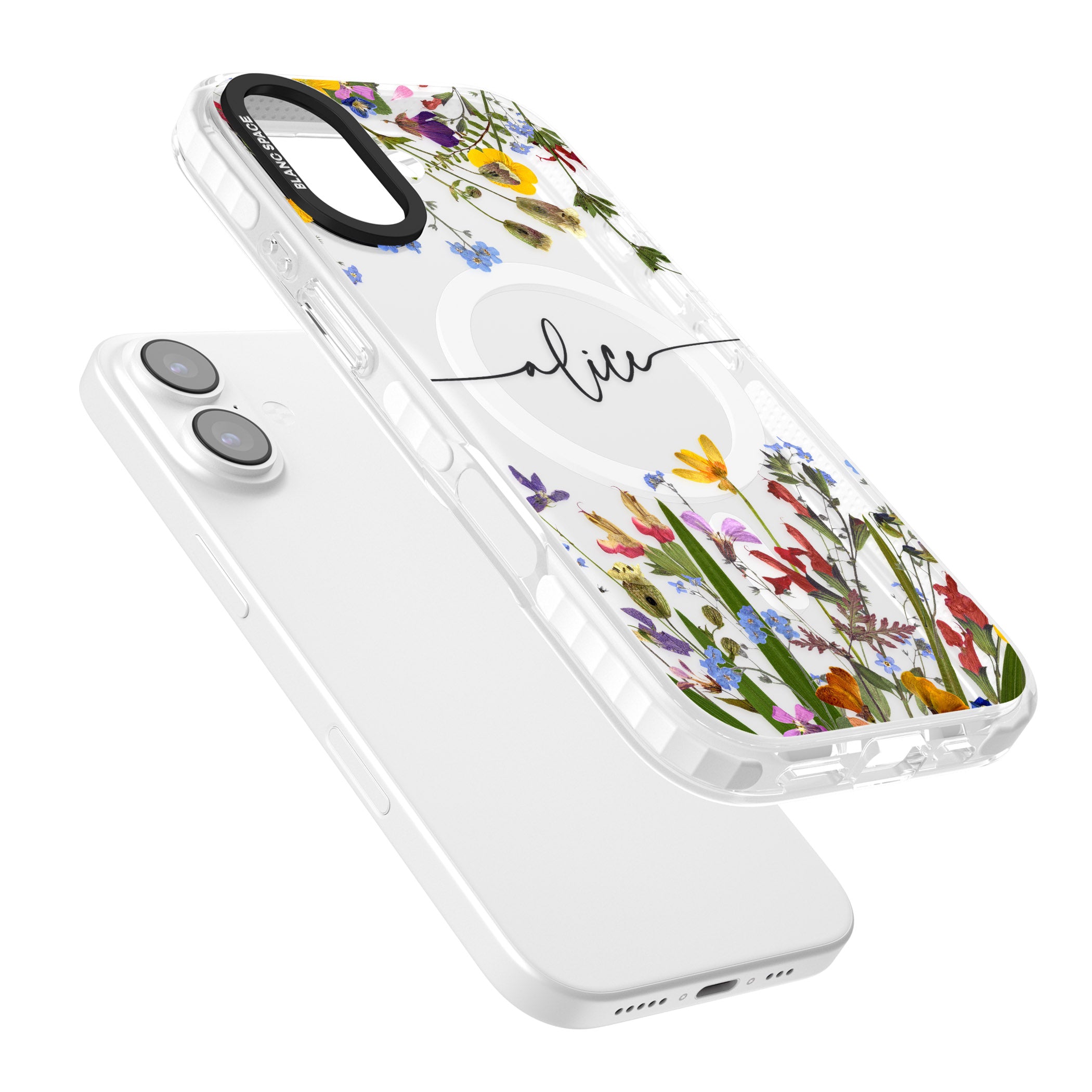 Personalised Wildflower Floral iPhone 17 Impact Pro Clear Phone Case Colours