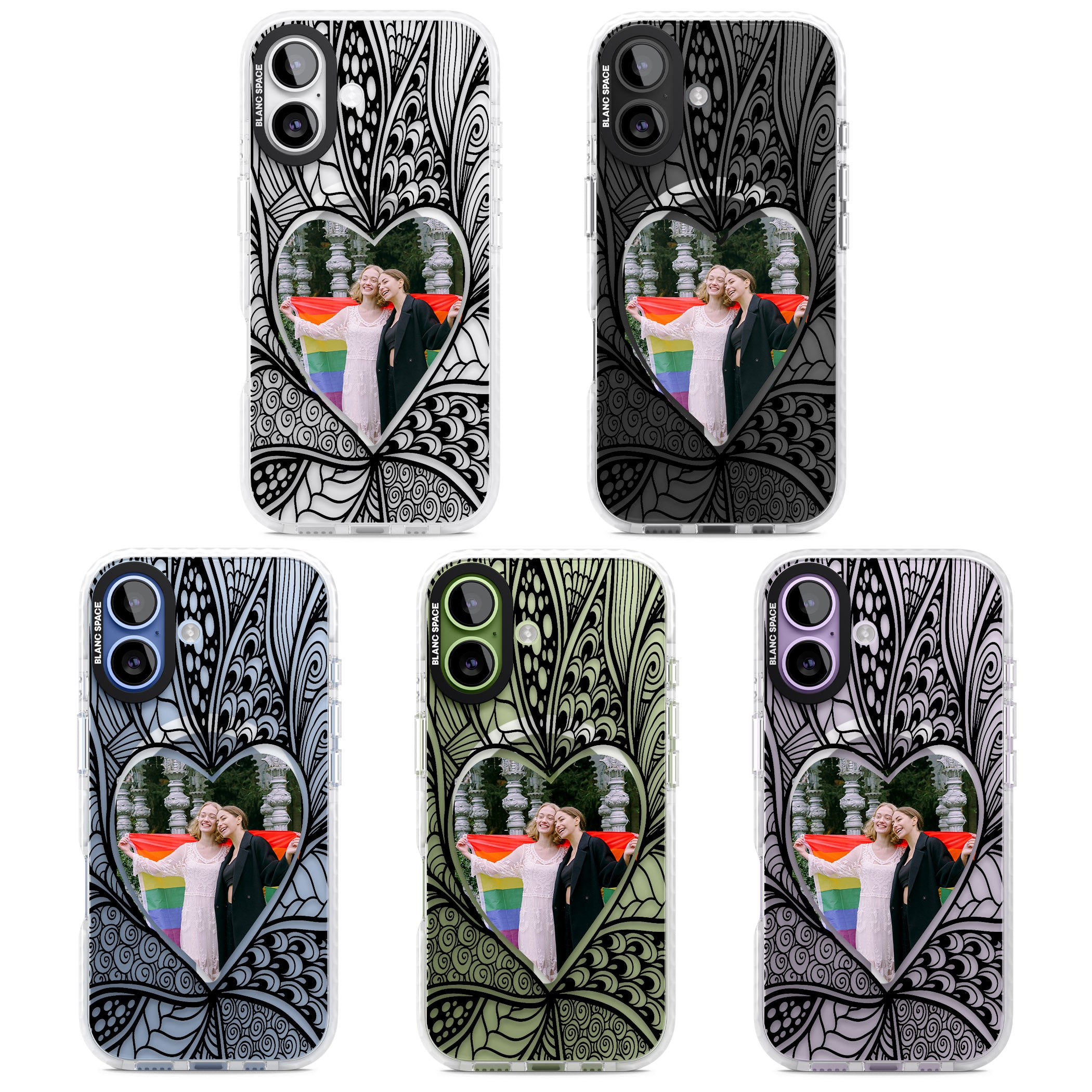 Personalised Henna Heart Photo Case iPhone 17 Impact Pro Clear Phone Case APT Impact Protection