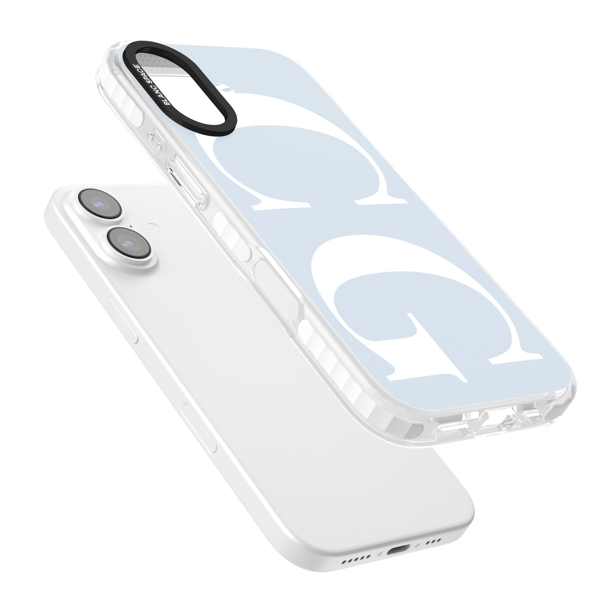 Personalised White & Blue Green Letters iPhone 17 Impact Pro Clear Phone Case Colours