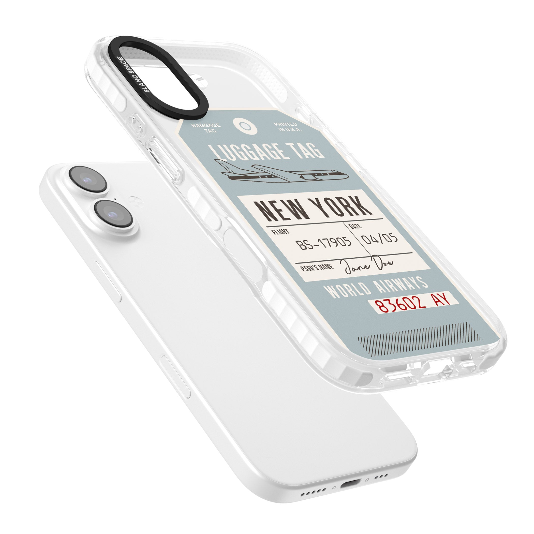 Personalised Vintage Usa Luggage Tag iPhone 17 Impact Pro Clear Phone Case Colours