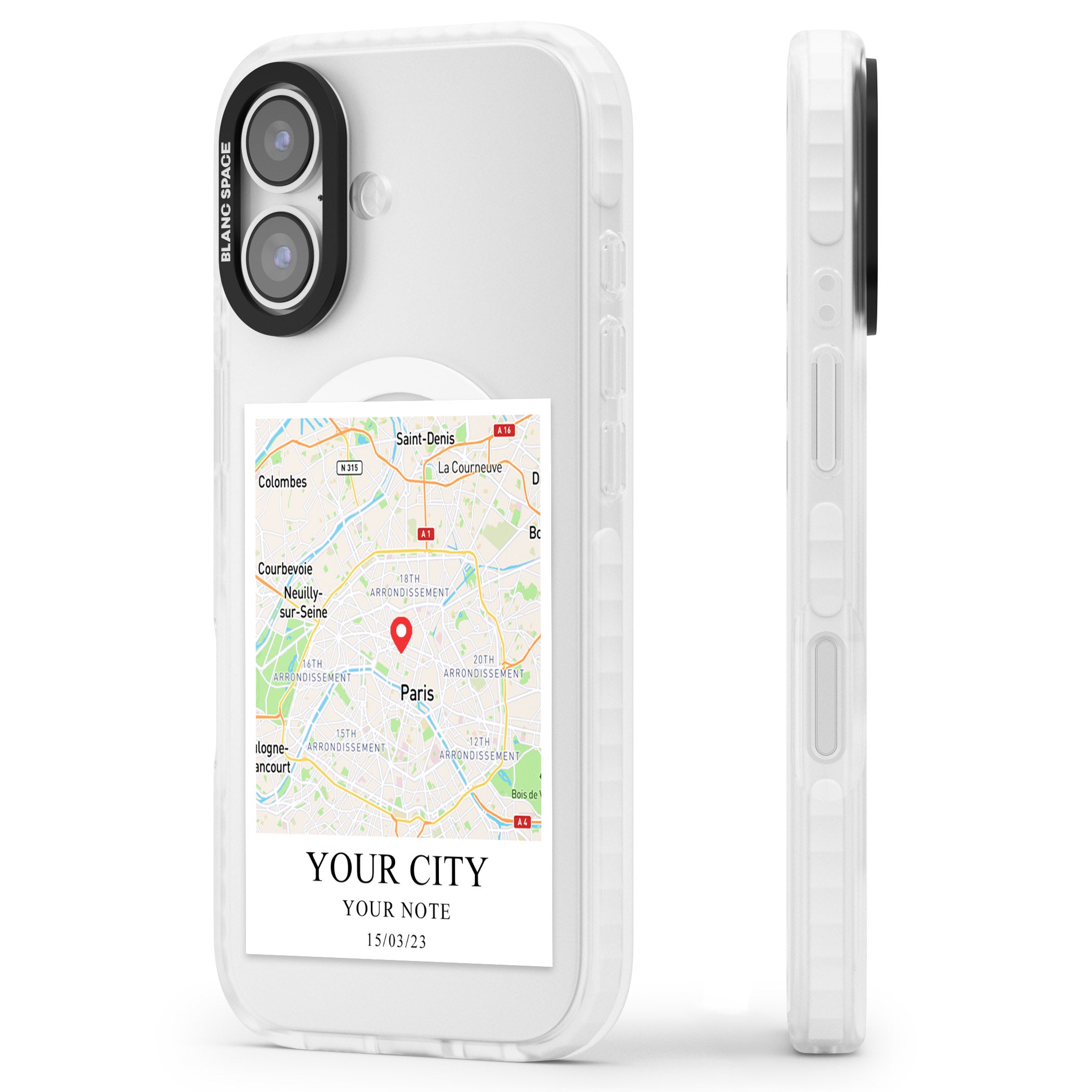 Personalised World Map iPhone 17 Impact Pro Clear Phone Case Side Profile