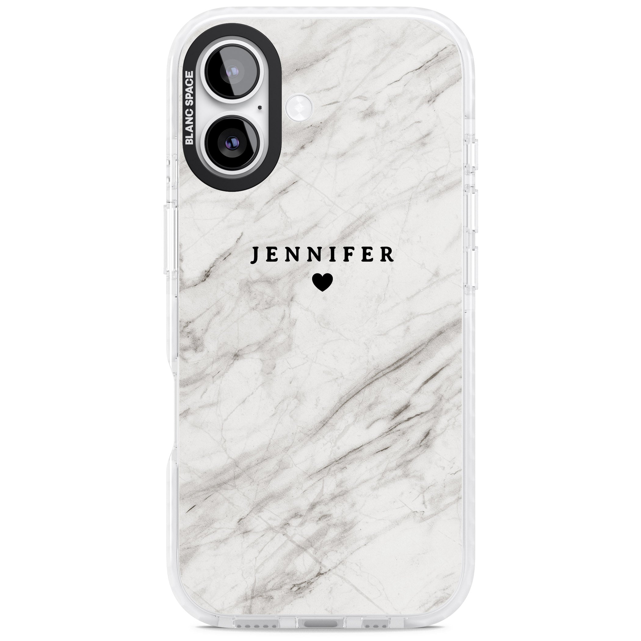 Personalised Light Grey Marble iPhone 17 Impact Pro Clear Phone Case