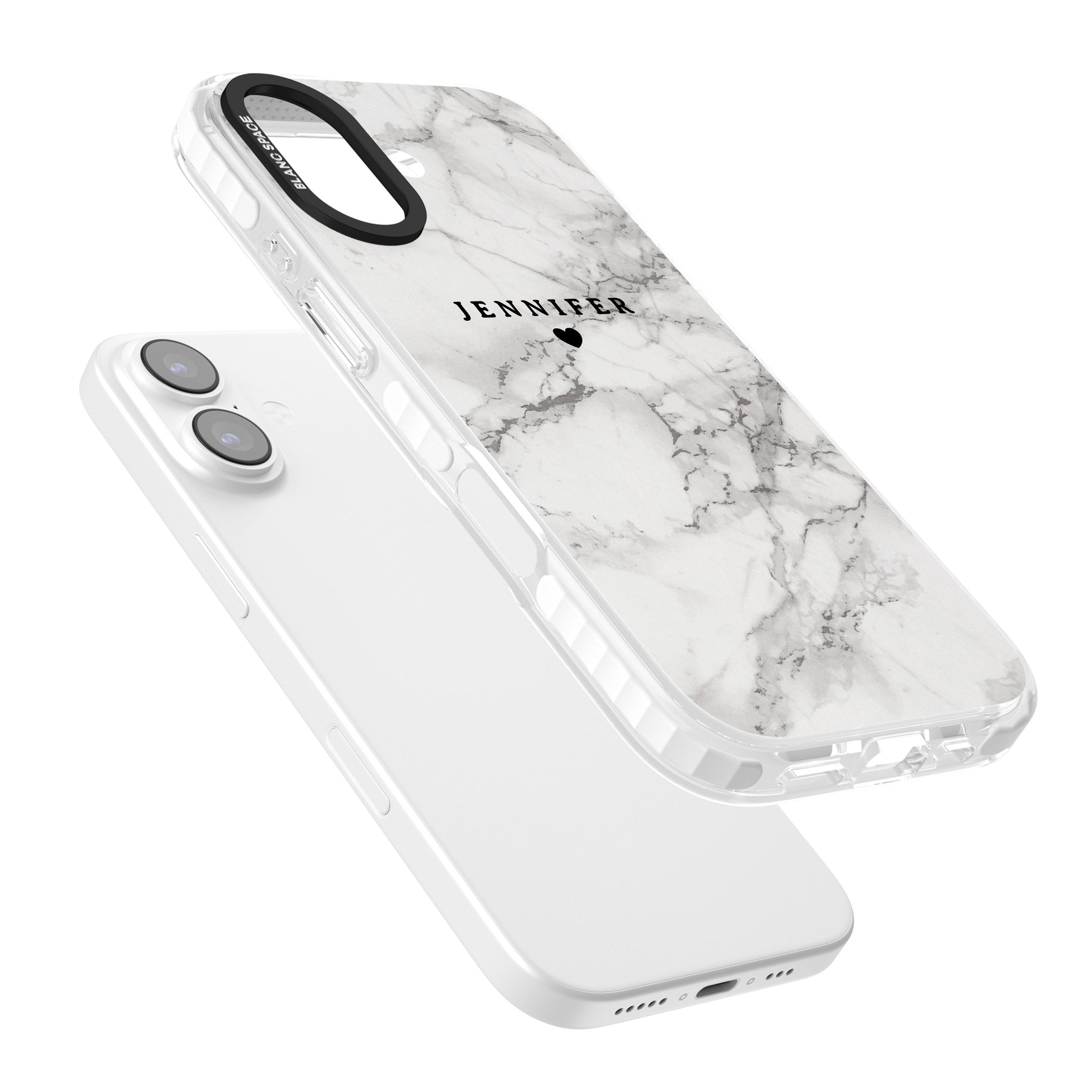 Personalised Classic Grey Marble iPhone 17 Impact Pro Clear Phone Case Colours