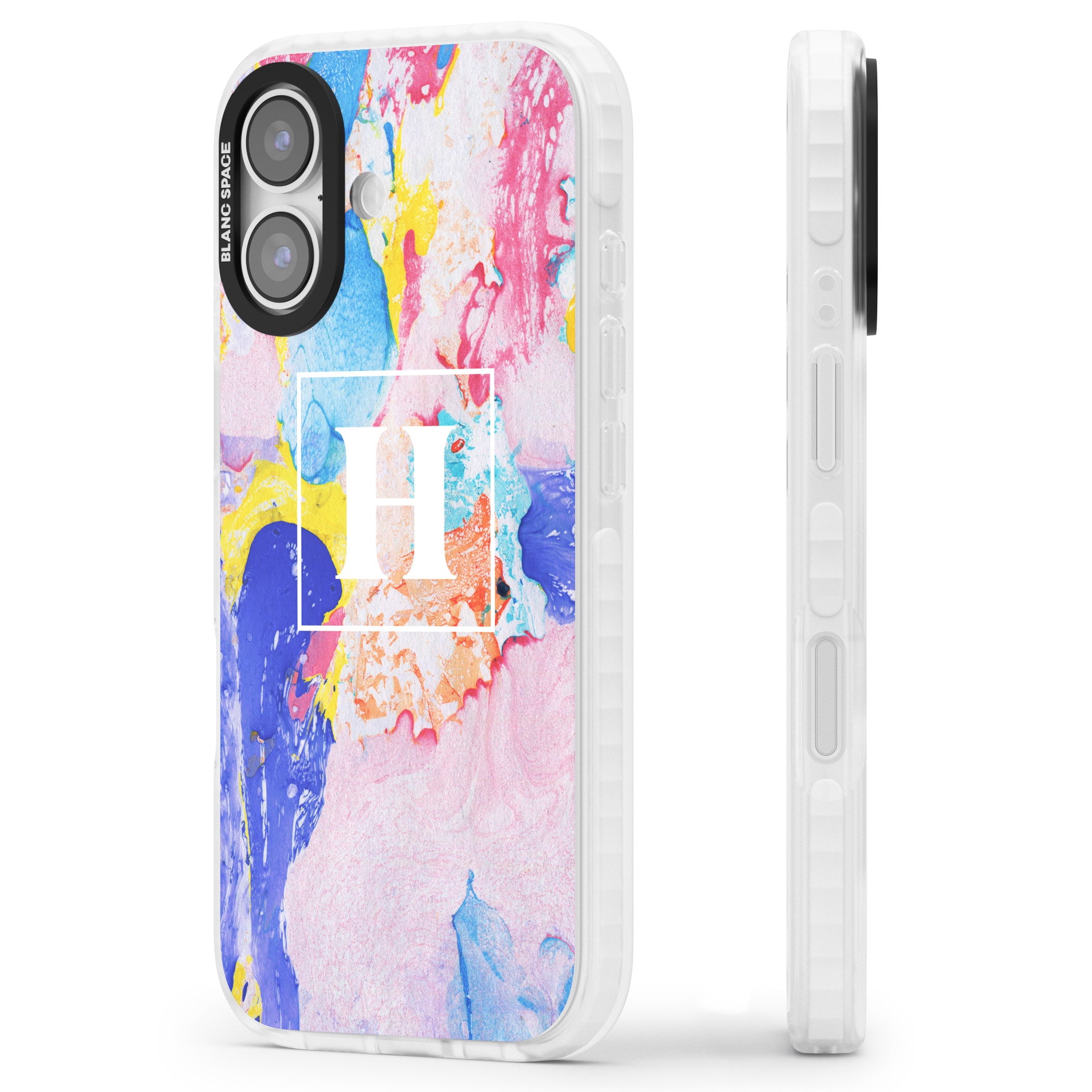Personalised Pastel Marble Mix iPhone 17 Impact Pro Clear Phone Case Side Profile