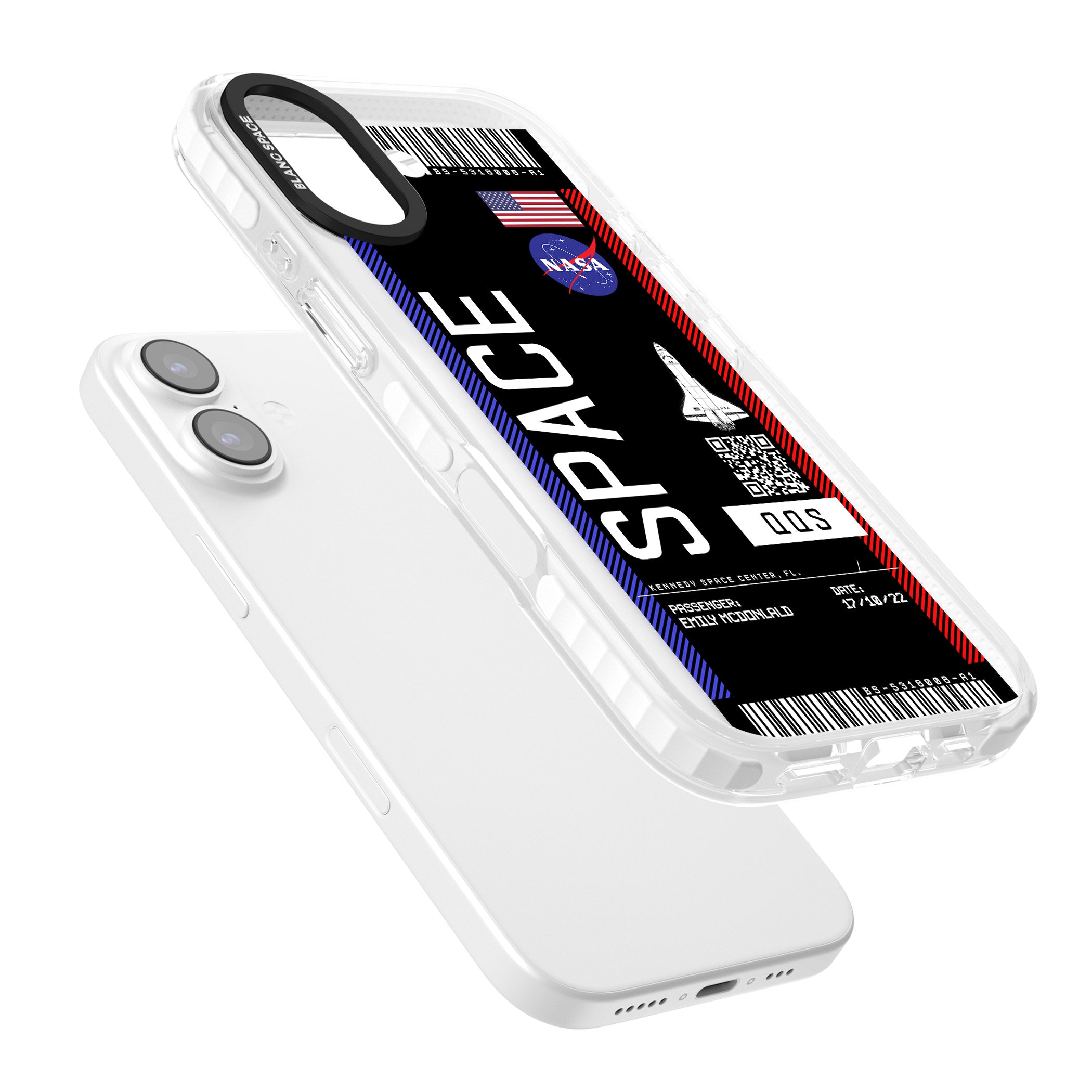 Personalised Nasa Boarding Pass (Dark) iPhone 17 Impact Pro Clear Phone Case Colours