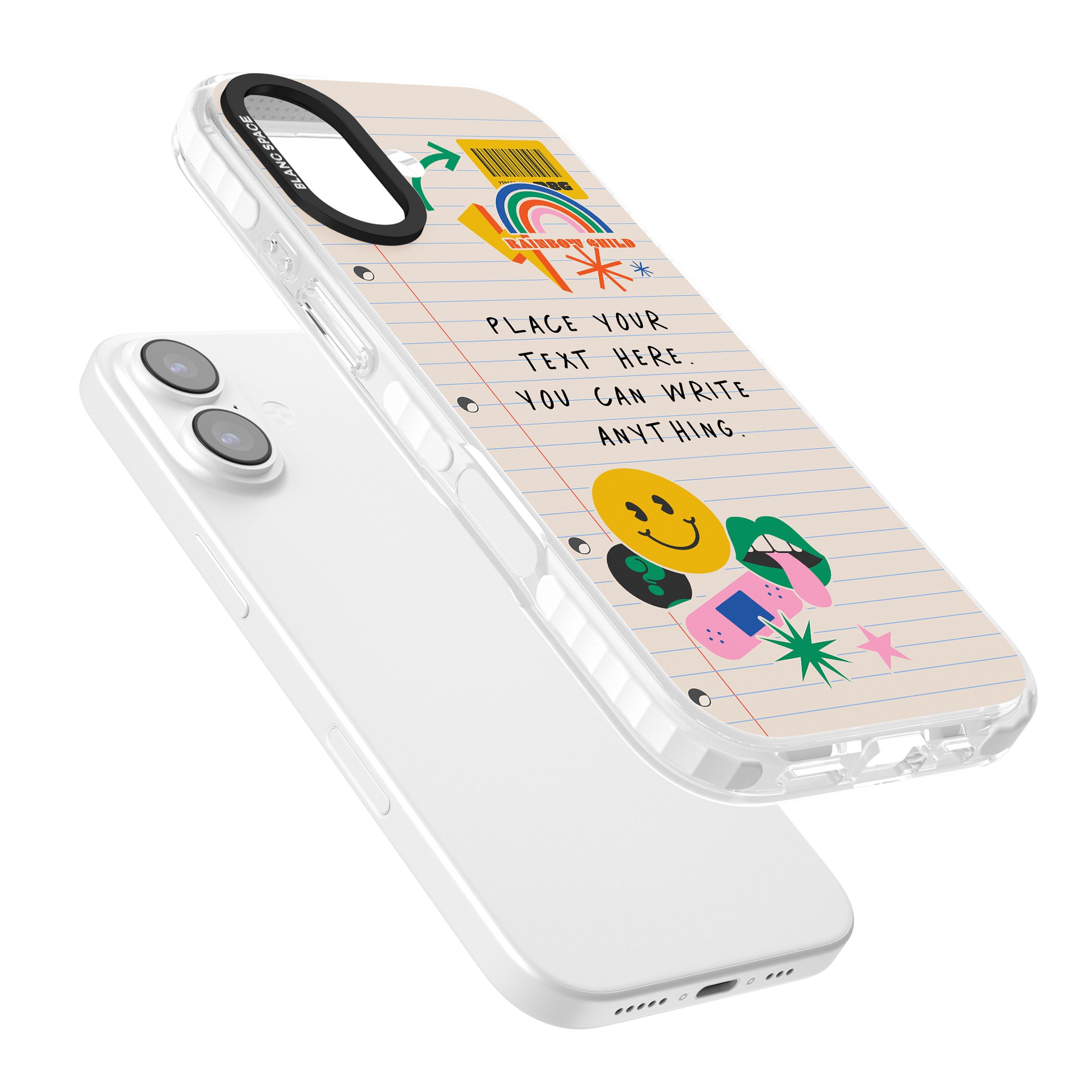 Personalised Retro Rainbow Fun iPhone 17 Impact Pro Clear Phone Case Colours