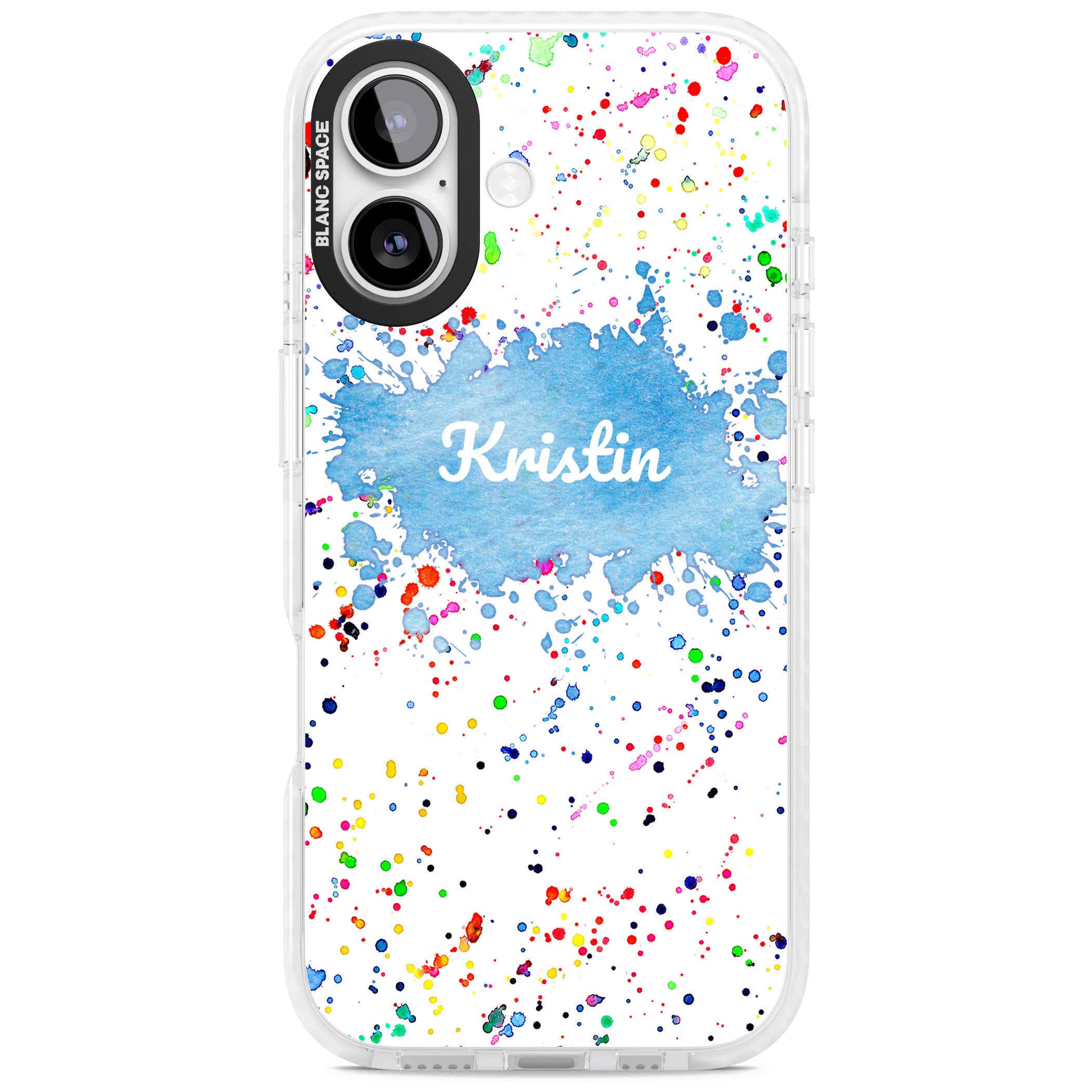 Personalised Rainbow Splatter Name iPhone 17 Impact Pro Clear Phone Case