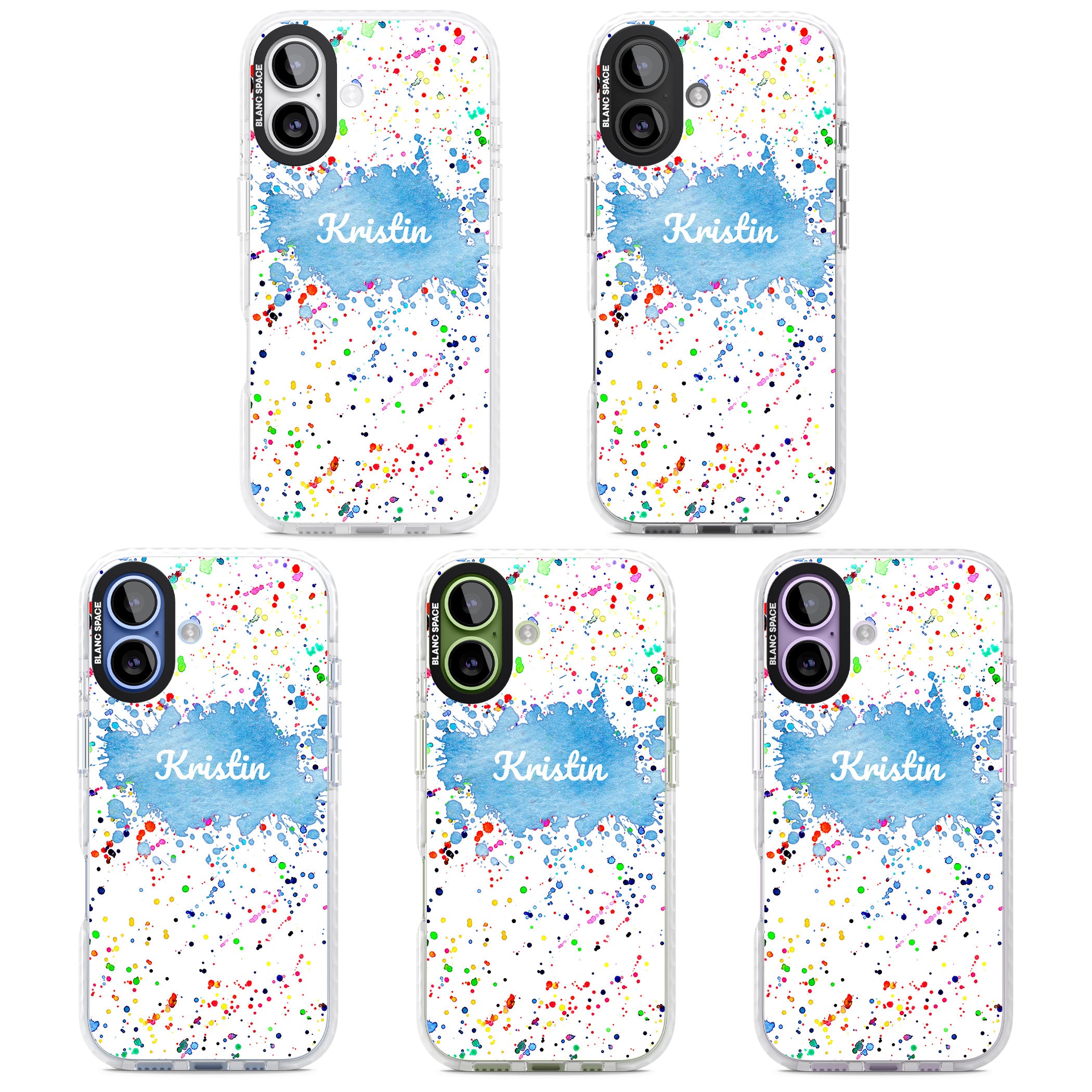 Personalised Rainbow Splatter Name iPhone 17 Impact Pro Clear Phone Case APT Impact Protection