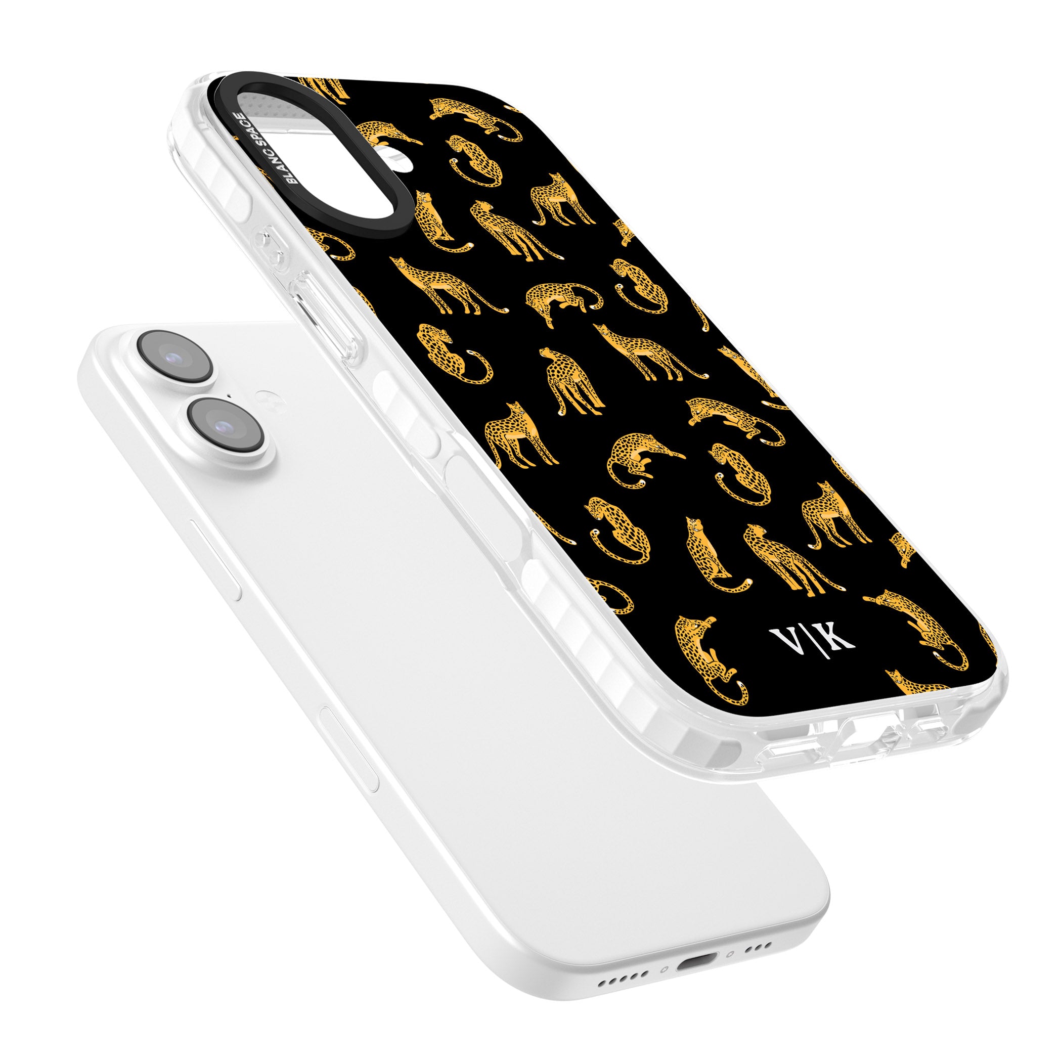 Personalised Gold Cheetah Pattern iPhone 17 Impact Pro Clear Phone Case Colours