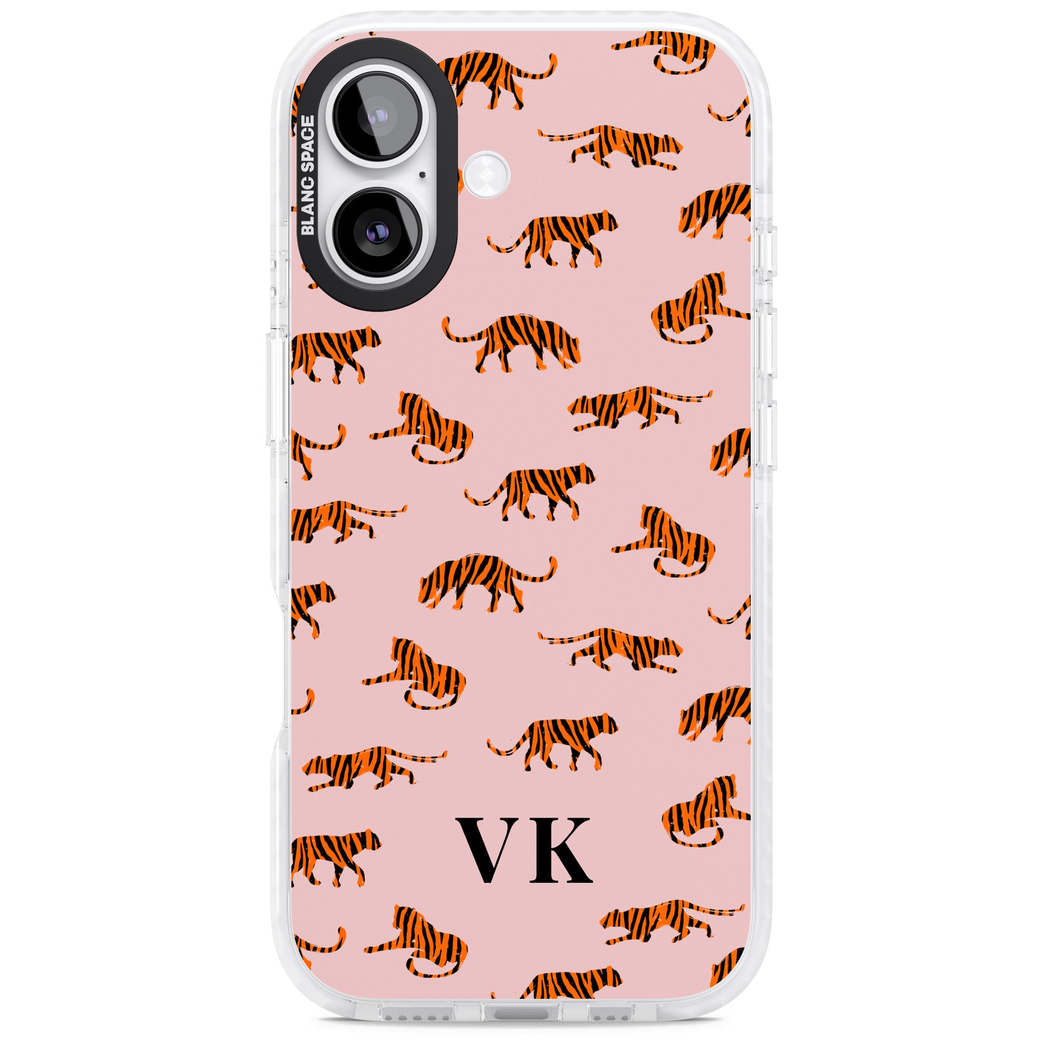 Personalised Pink Safari Tiger Pattern iPhone 17 Impact Pro Clear Phone Case