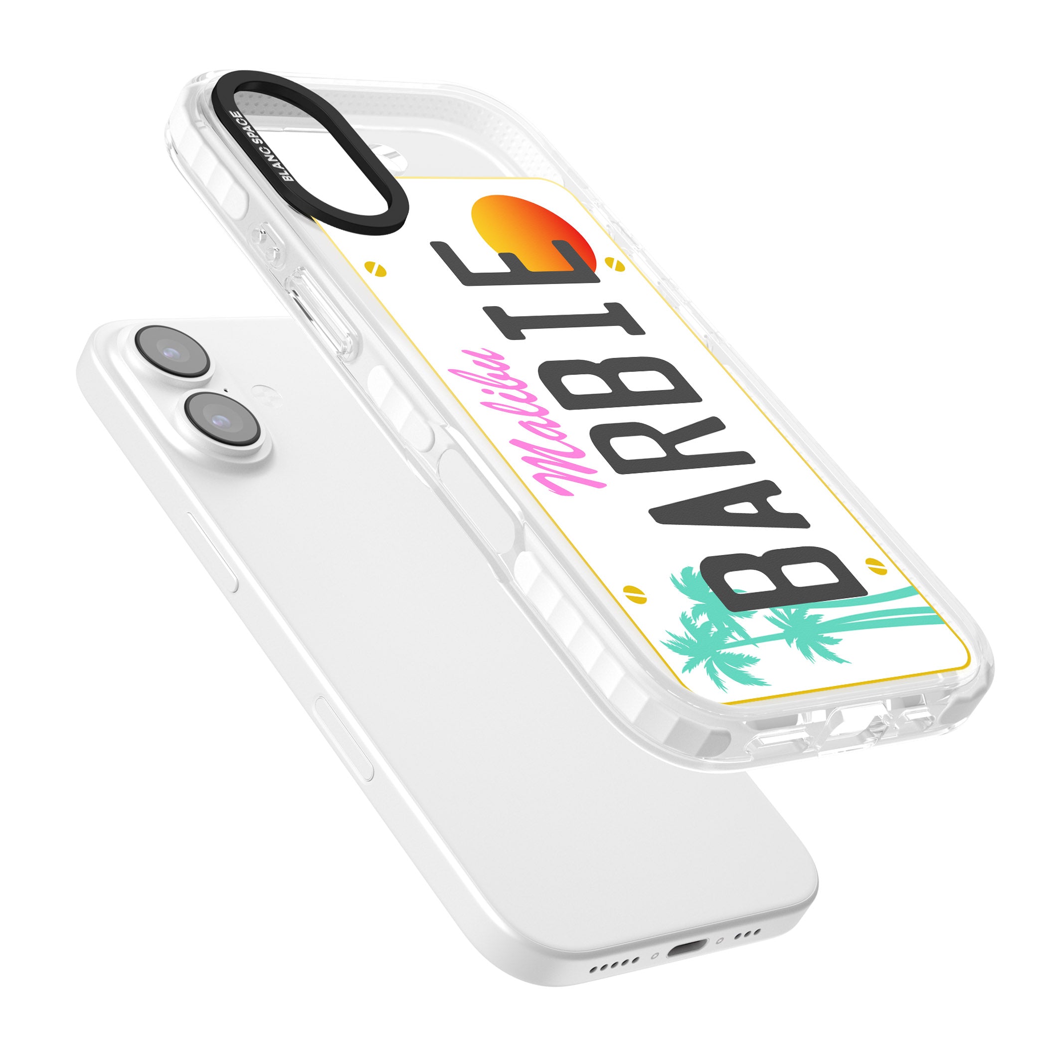 Personalised Malibu License Plate iPhone 17 Impact Pro Clear Phone Case Colours