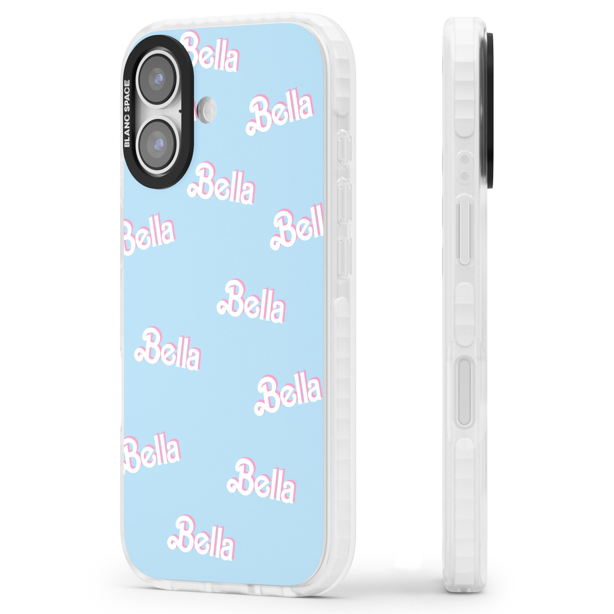 Personalised Cute Name Pattern iPhone 17 Impact Pro Clear Phone Case Side Profile