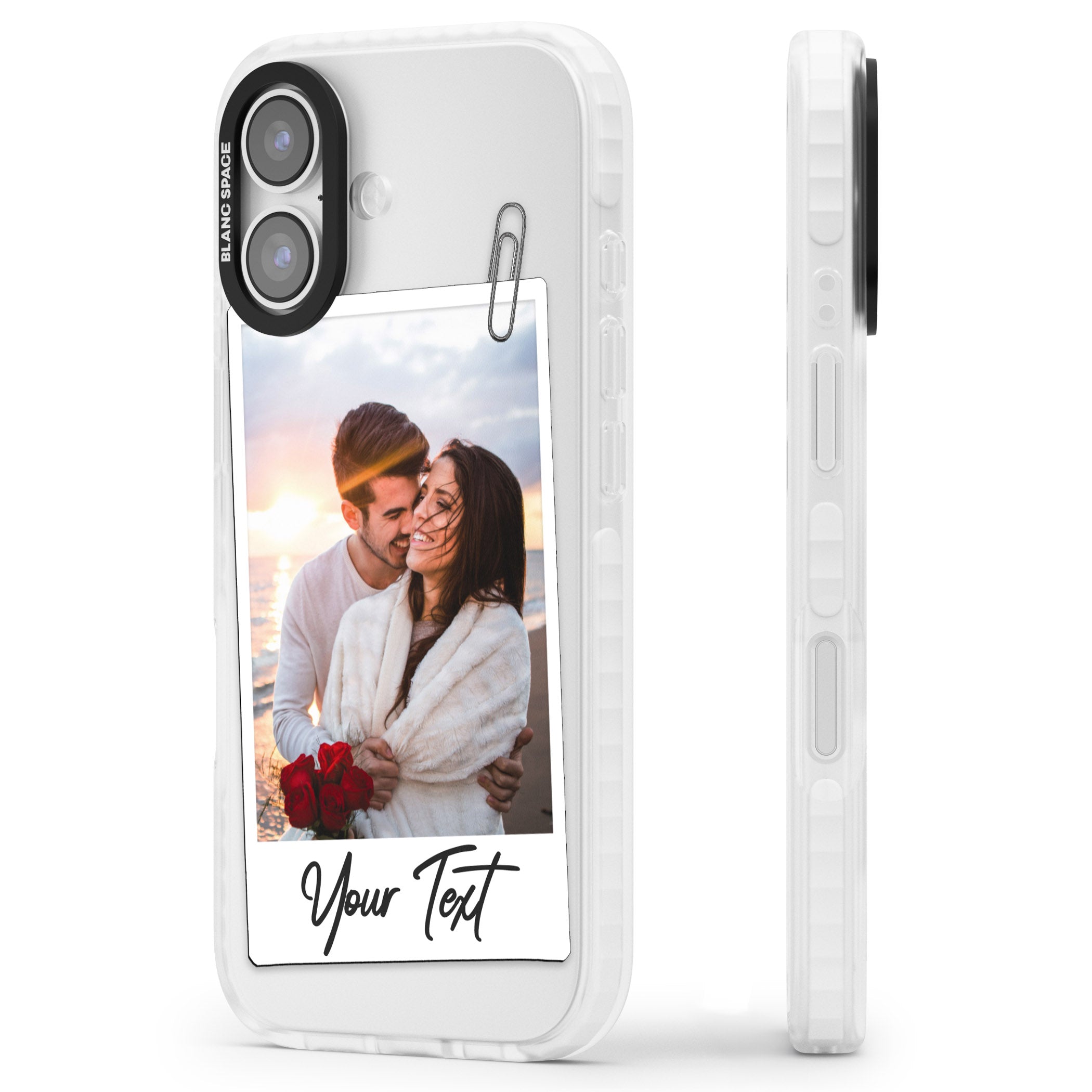 Personalised Instant Camera Photo iPhone 17 Impact Pro Clear Phone Case Side Profile