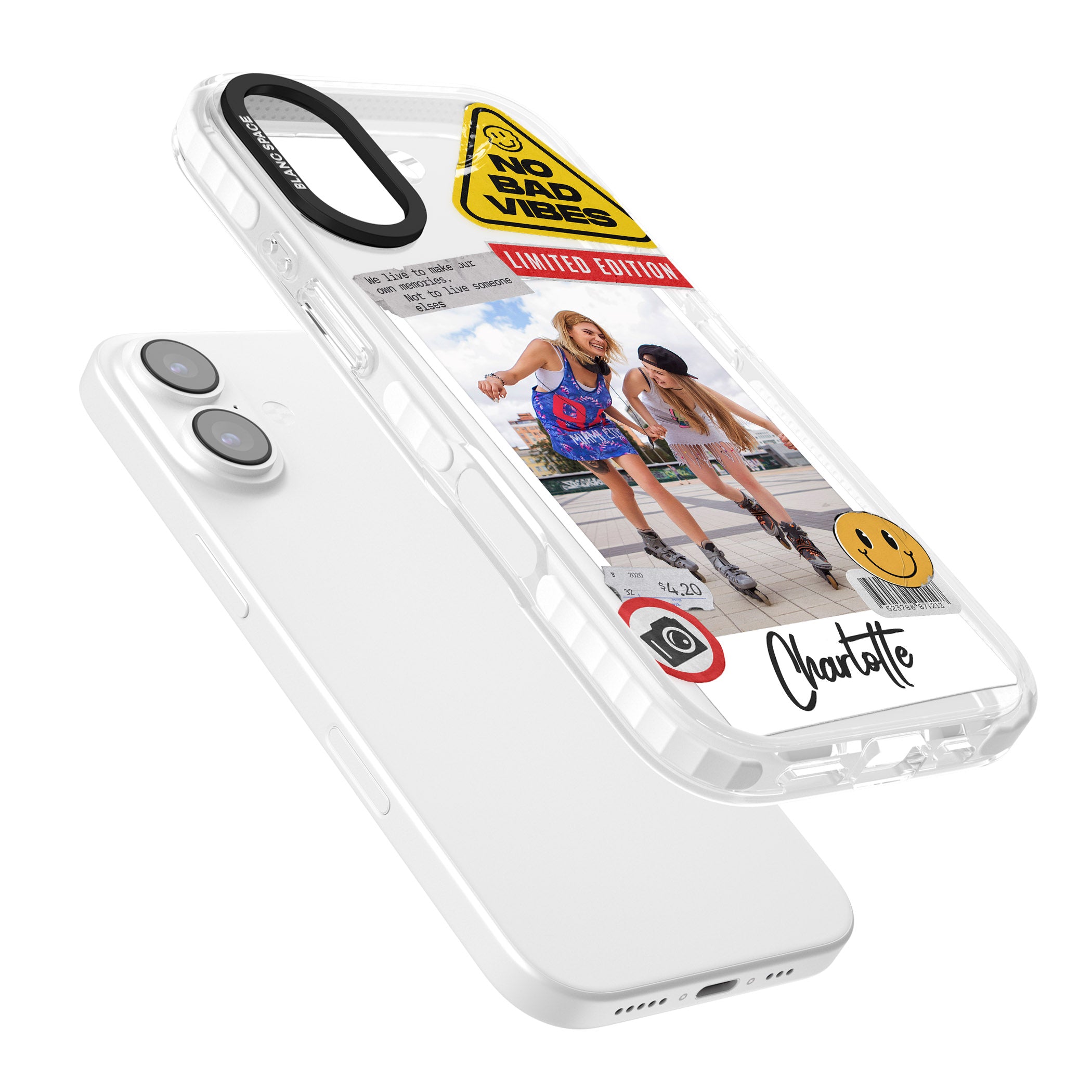 Personalised Sticker Mix Instant Photo iPhone 17 Impact Pro Clear Phone Case Colours