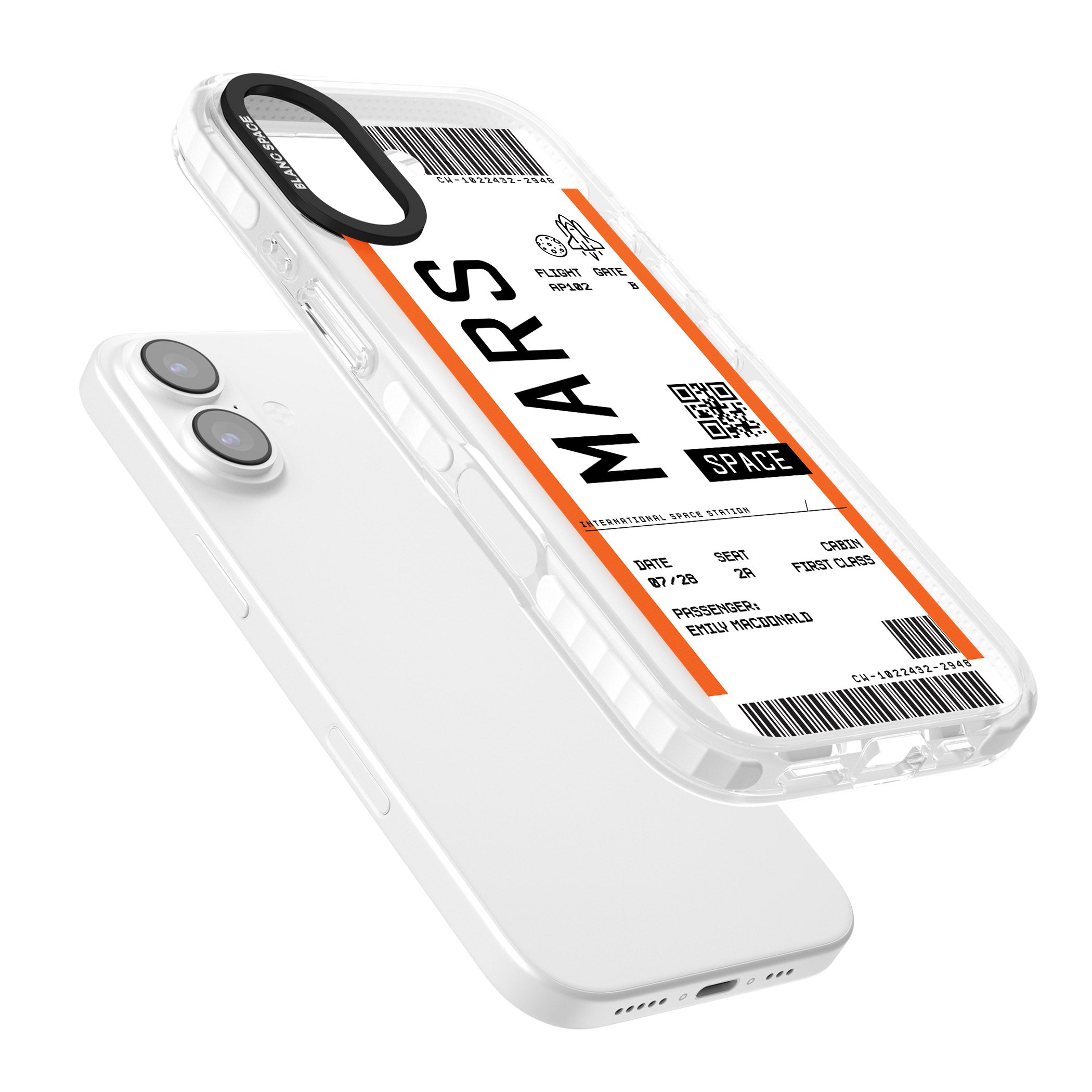 Personalised Mars Travel Ticket iPhone 17 Impact Pro Clear Phone Case Colours
