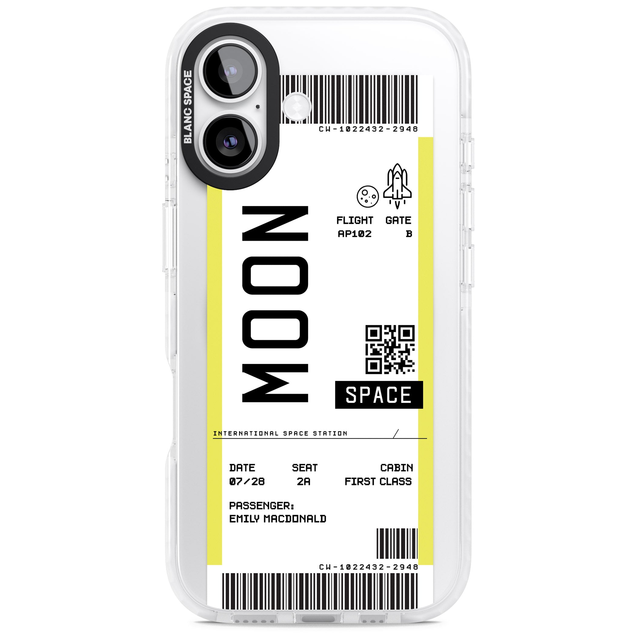 Personalised Moon Travel Ticket iPhone 17 Impact Pro Clear Phone Case