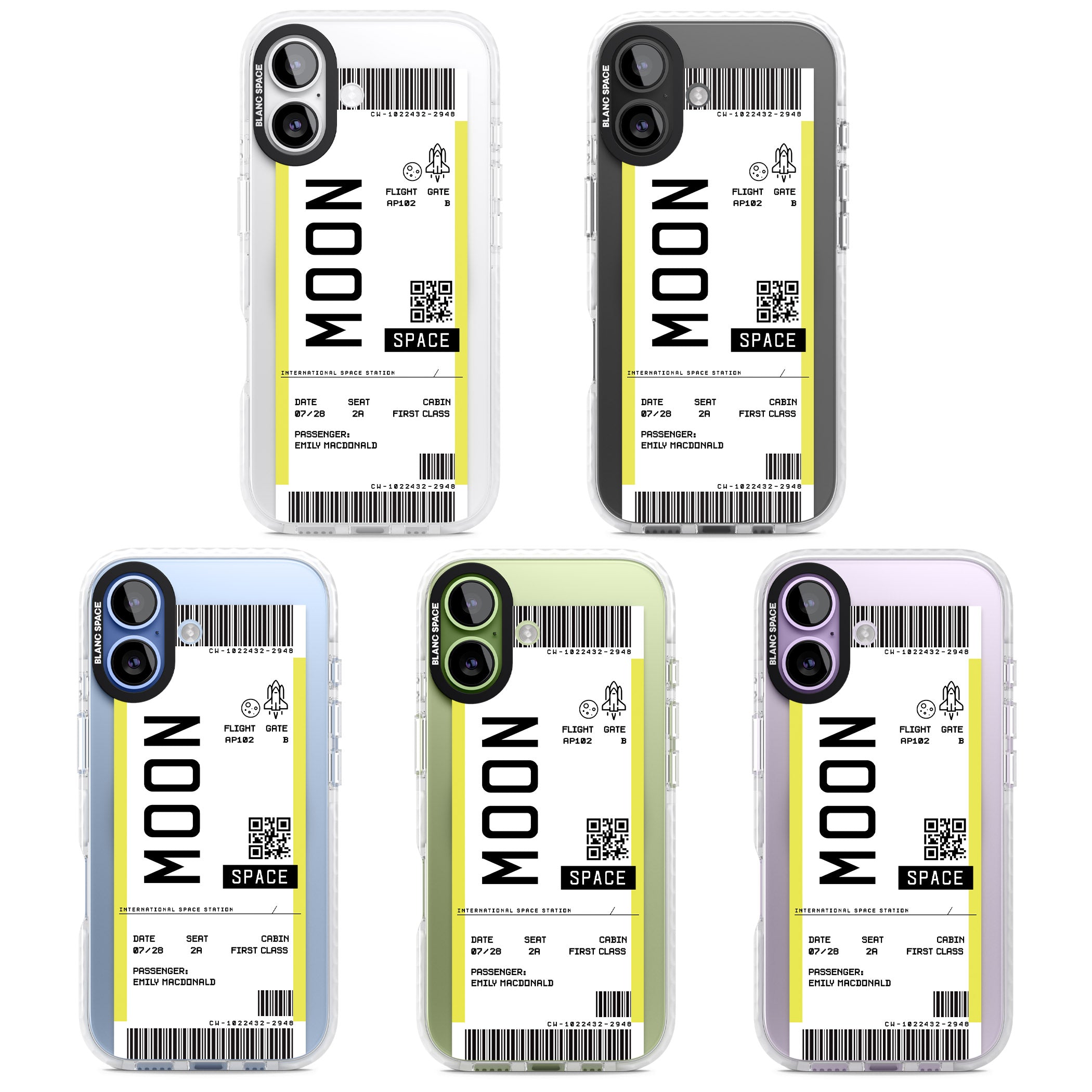 Personalised Moon Travel Ticket iPhone 17 Impact Pro Clear Phone Case APT Impact Protection