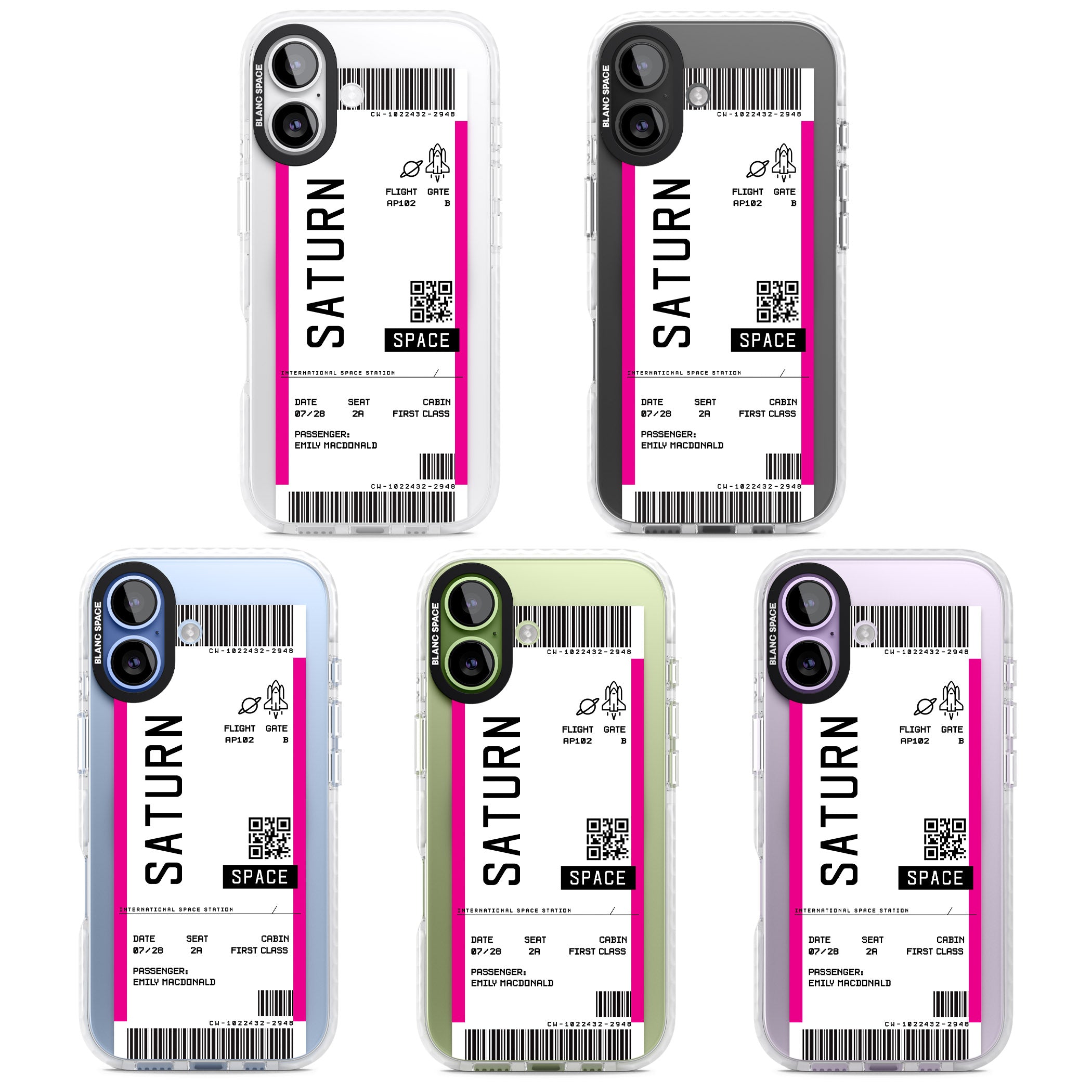 Personalised Saturn Travel Ticket iPhone 17 Impact Pro Clear Phone Case APT Impact Protection